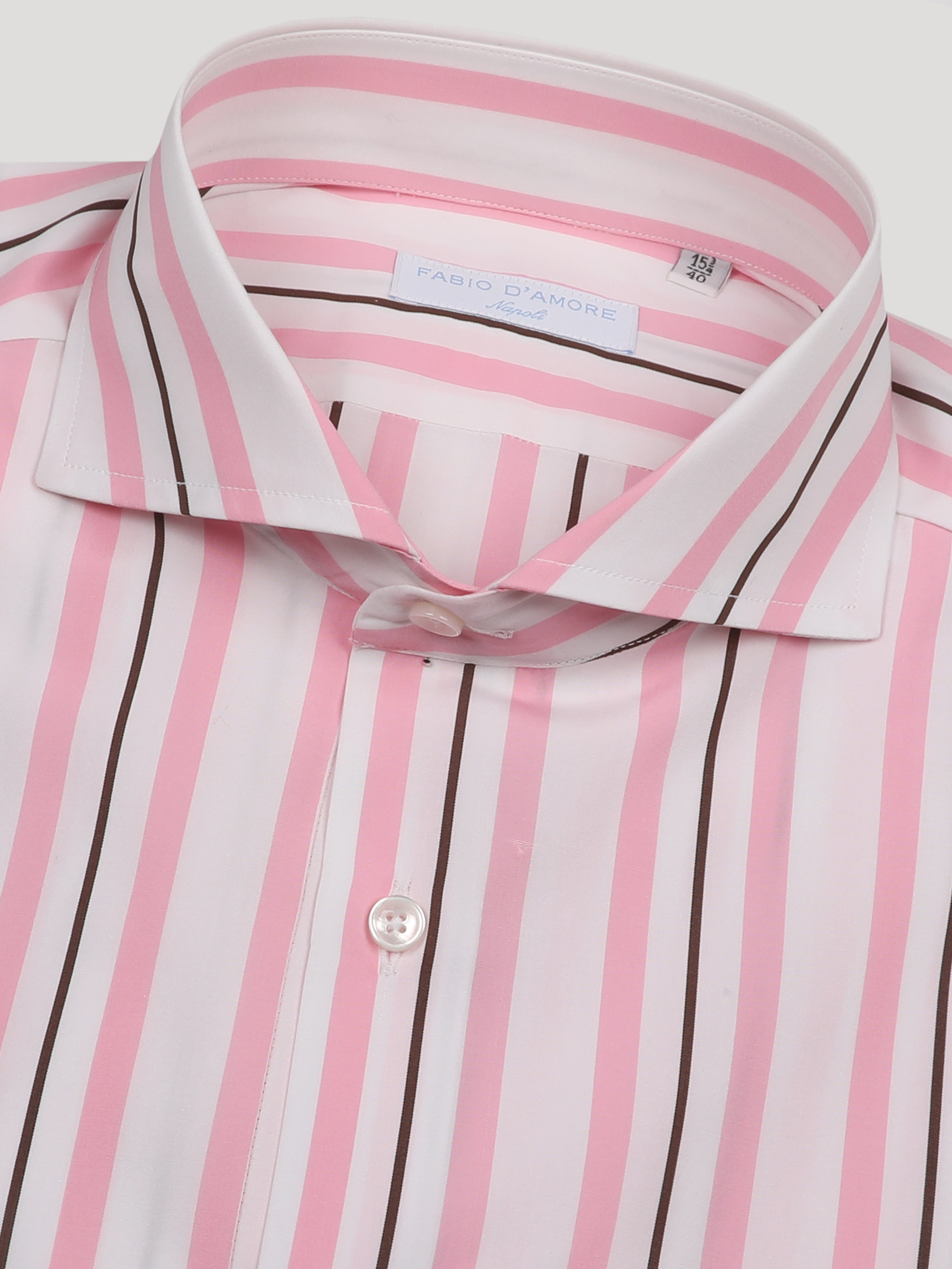 Camicia SLIM Sartoriale Collo Mezzo Francese Made In Italy Pink 100% Cotone Popeline 70 Compact
