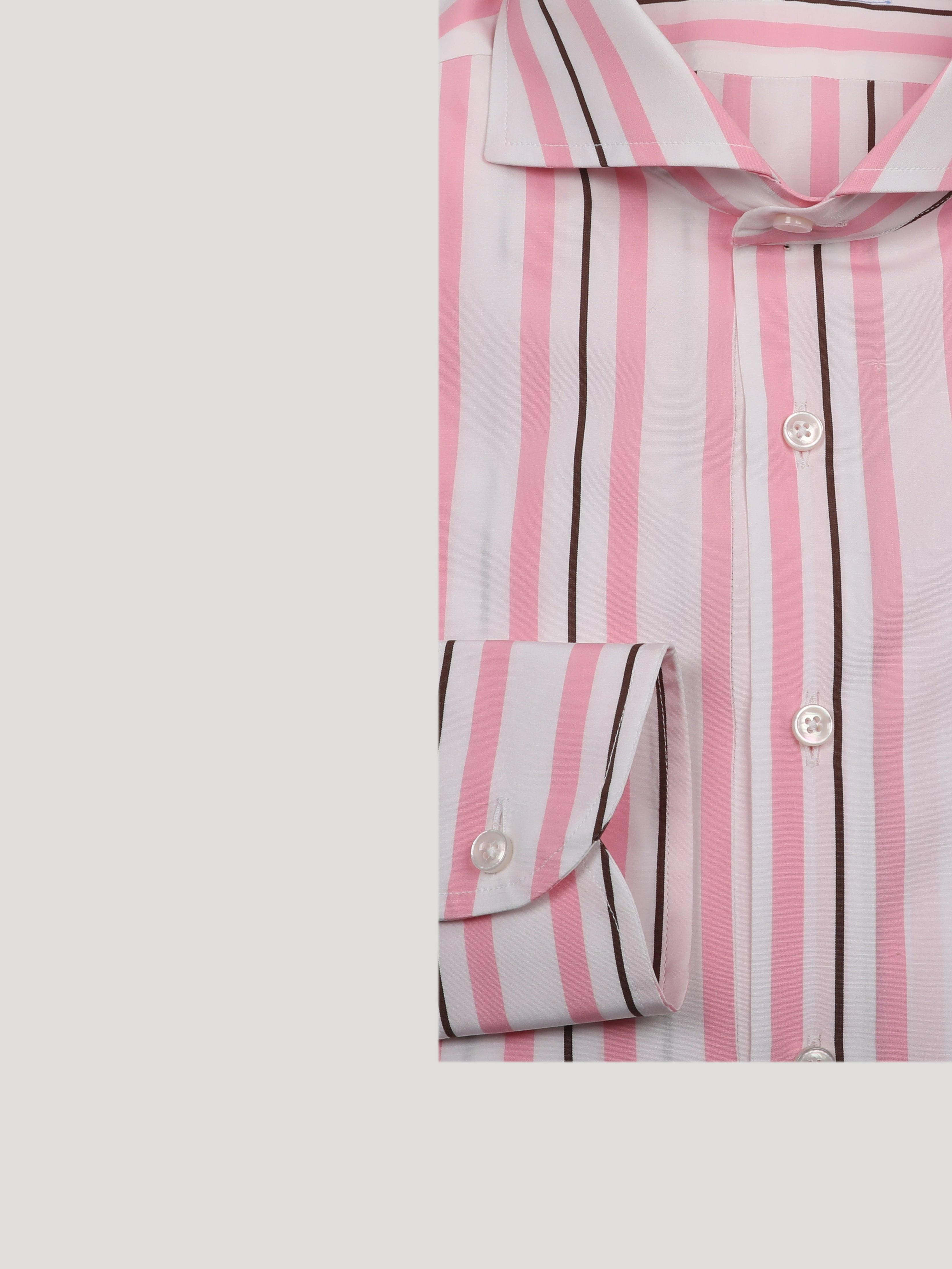 Camicia SLIM Sartoriale Collo Mezzo Francese Made In Italy Pink 100% Cotone Popeline 70 Compact