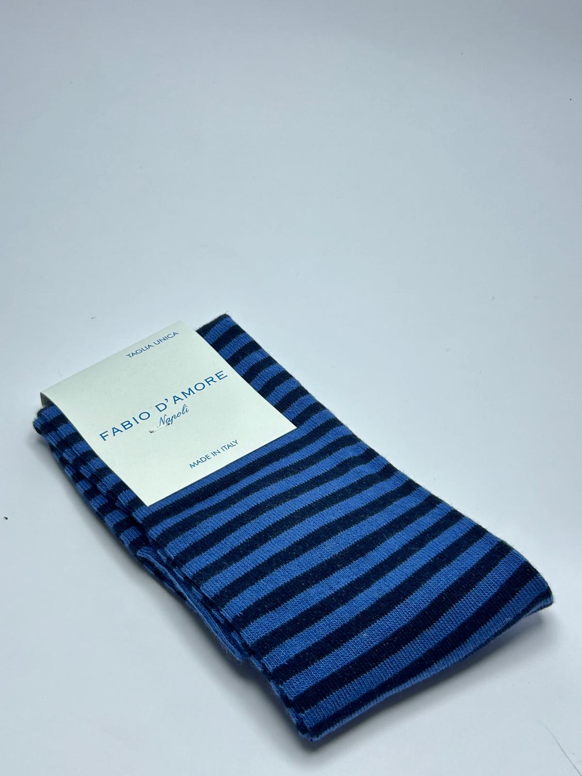 Calzino lungo Riga azzurra Made in Italy