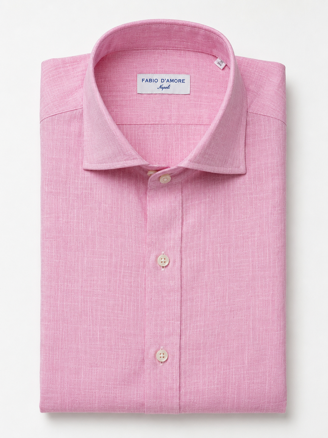 Camicia REGULAR FIT Sartoriale Collo Soft Mezzo Francese Cotone&Lino ROSA Made In Italy