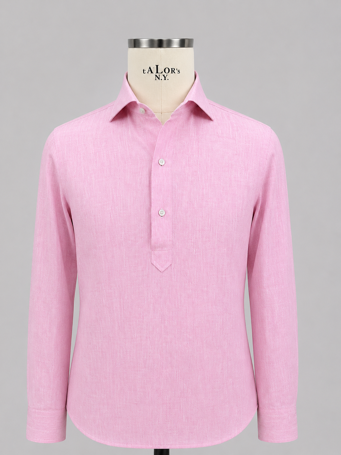 POLO CAMICIA CLUB Slim Rosa 70% Lino e 30% Cotone Collo e polsi soft e bottoni in madreperla