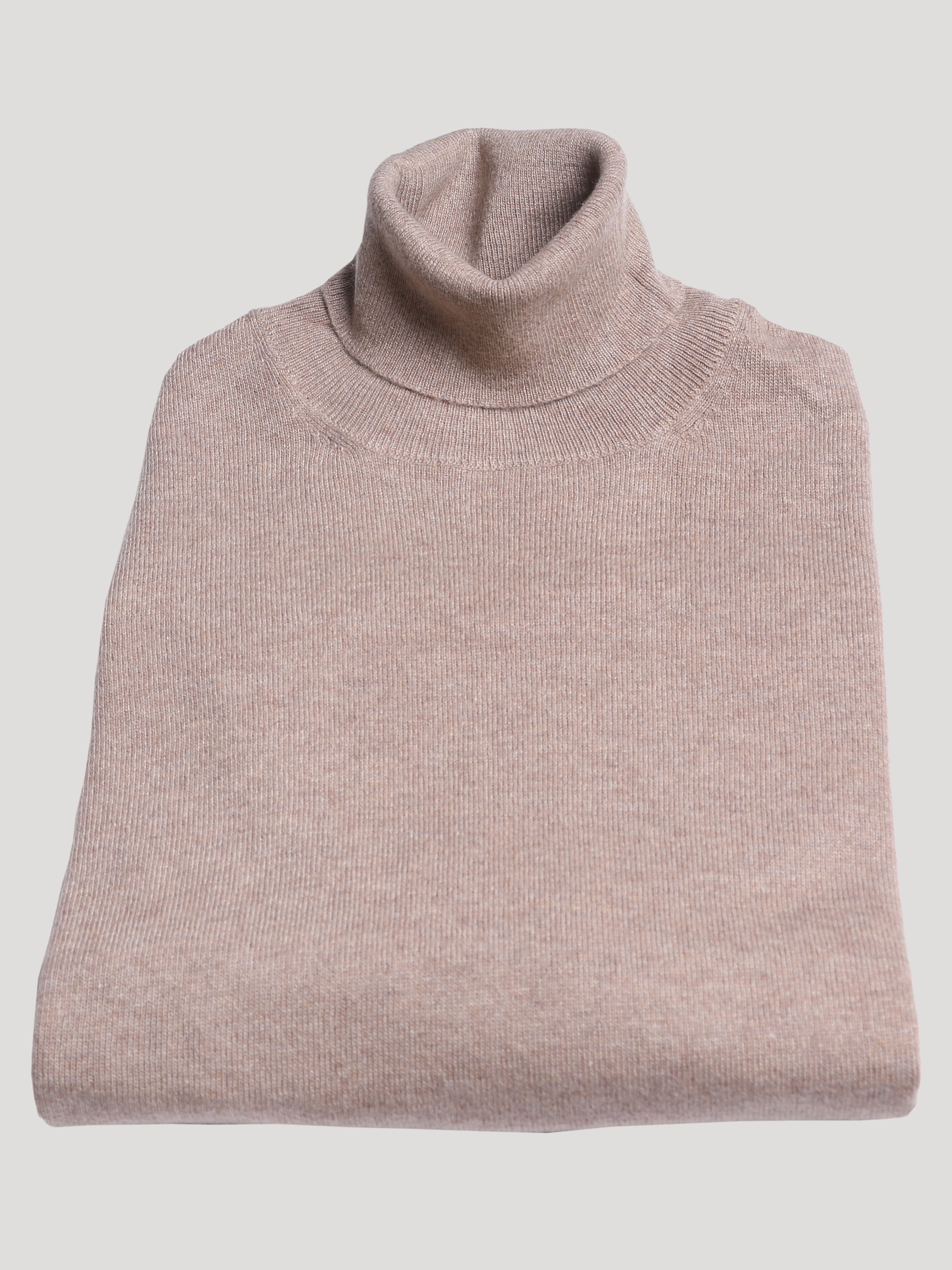 Maglione Collo Alto in Cashemere Made in Italy Sabbia
