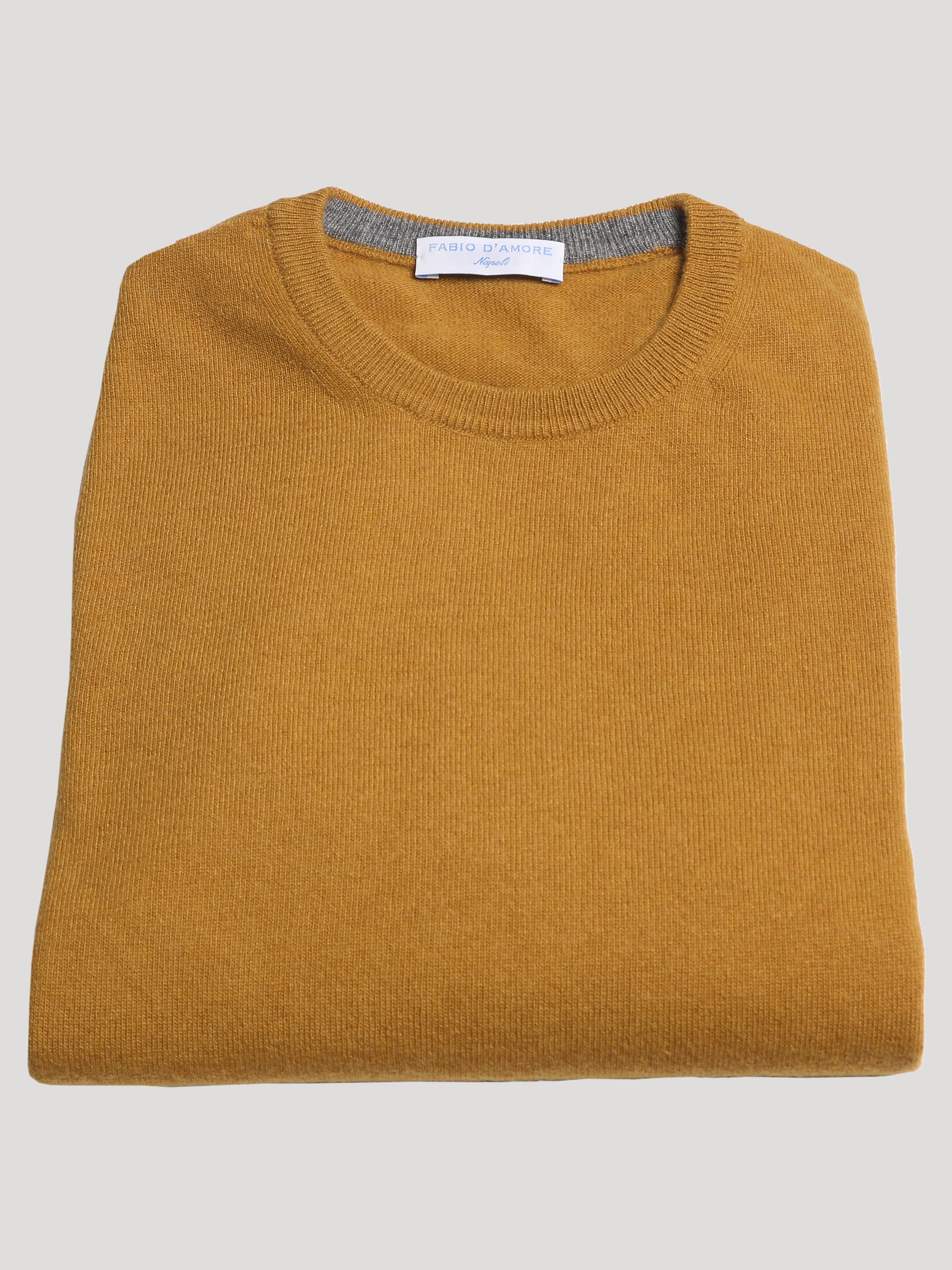 Maglione Girocollo in Cashemere Made in Italy Senape