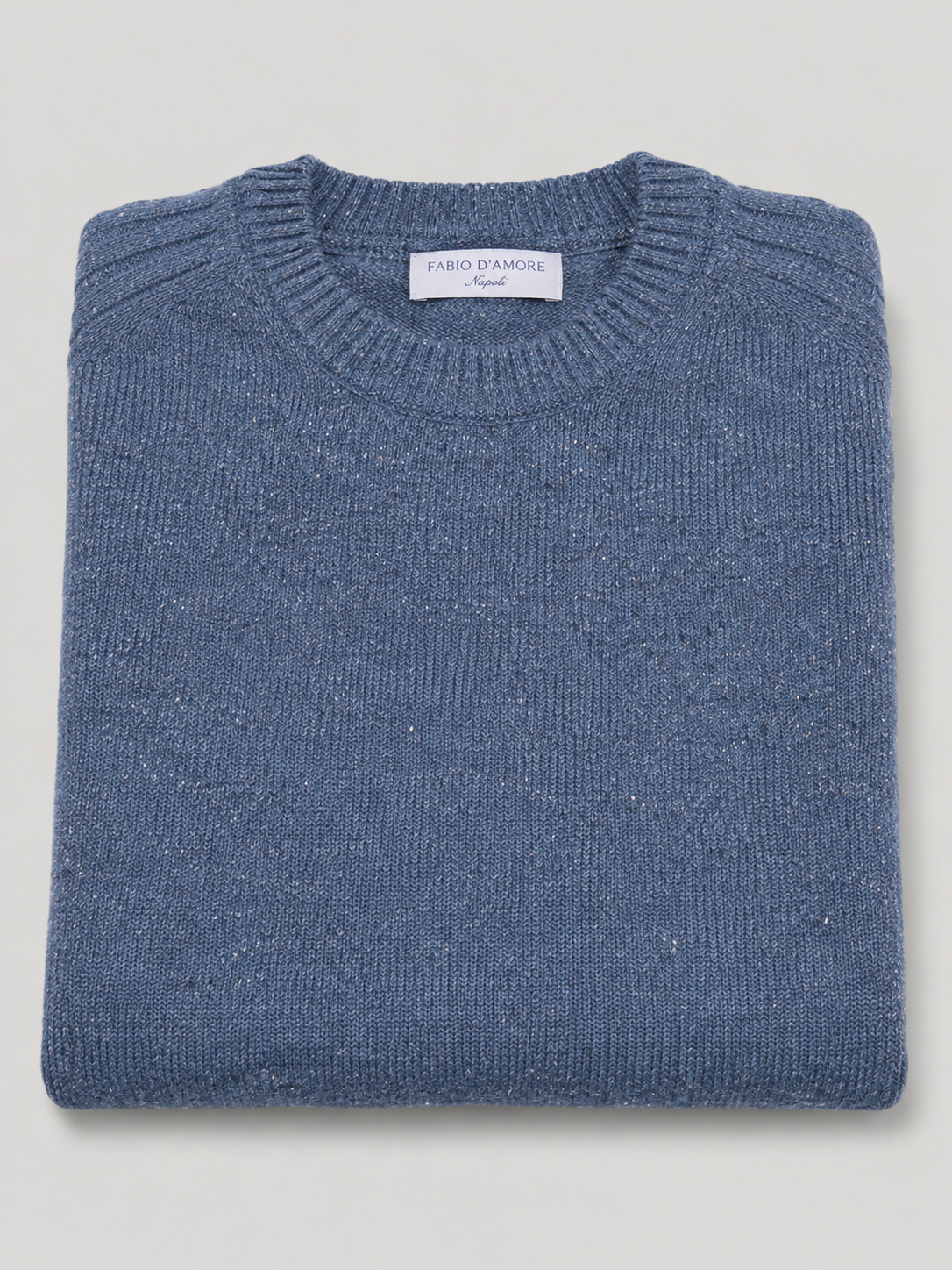 Maglione Girocollo in Lana Shetland Avio 100% Made in Italy
