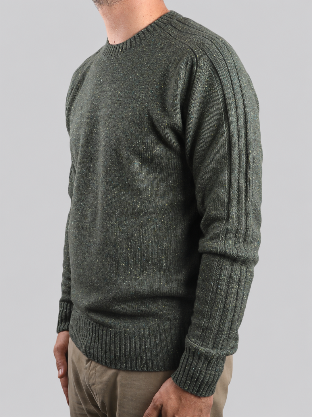 Maglione Girocollo in Lana Shetland Muschio 100% Made in Italy