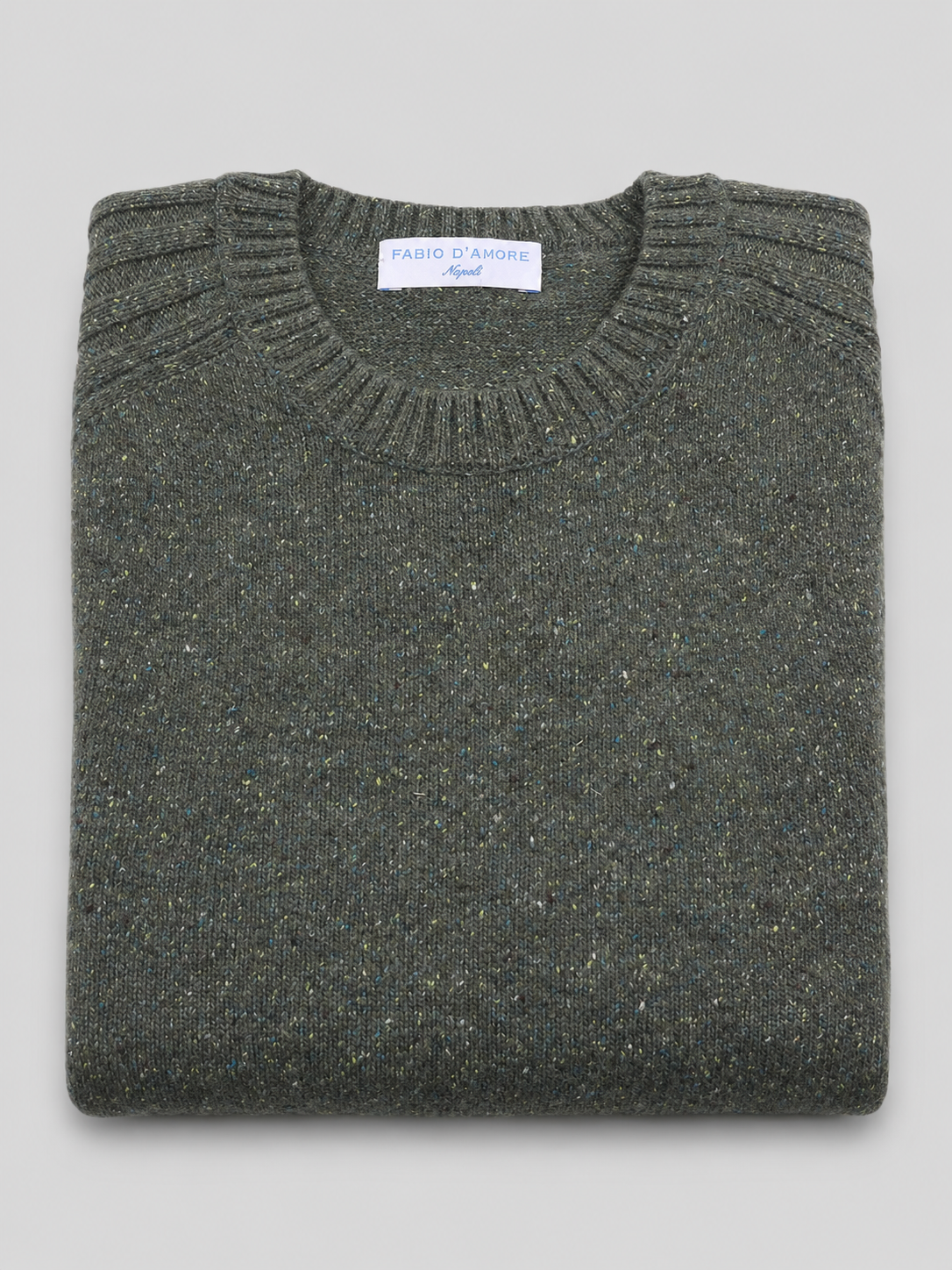 Maglione Girocollo in Lana Shetland Muschio 100% Made in Italy
