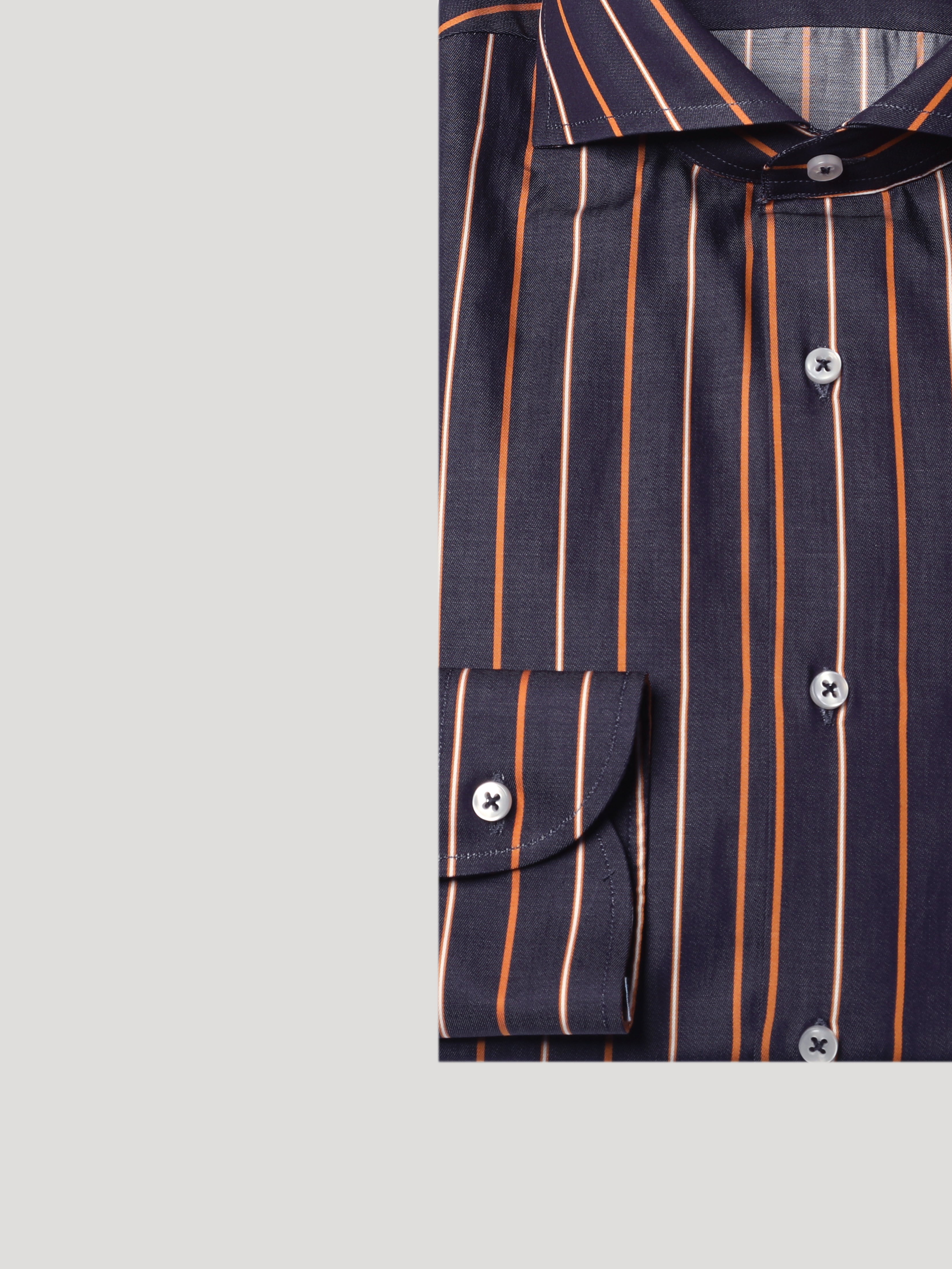 Camicia Slim Sartoriale Collo Mezzo Francese Collo Soft Blueorange Made In Italy