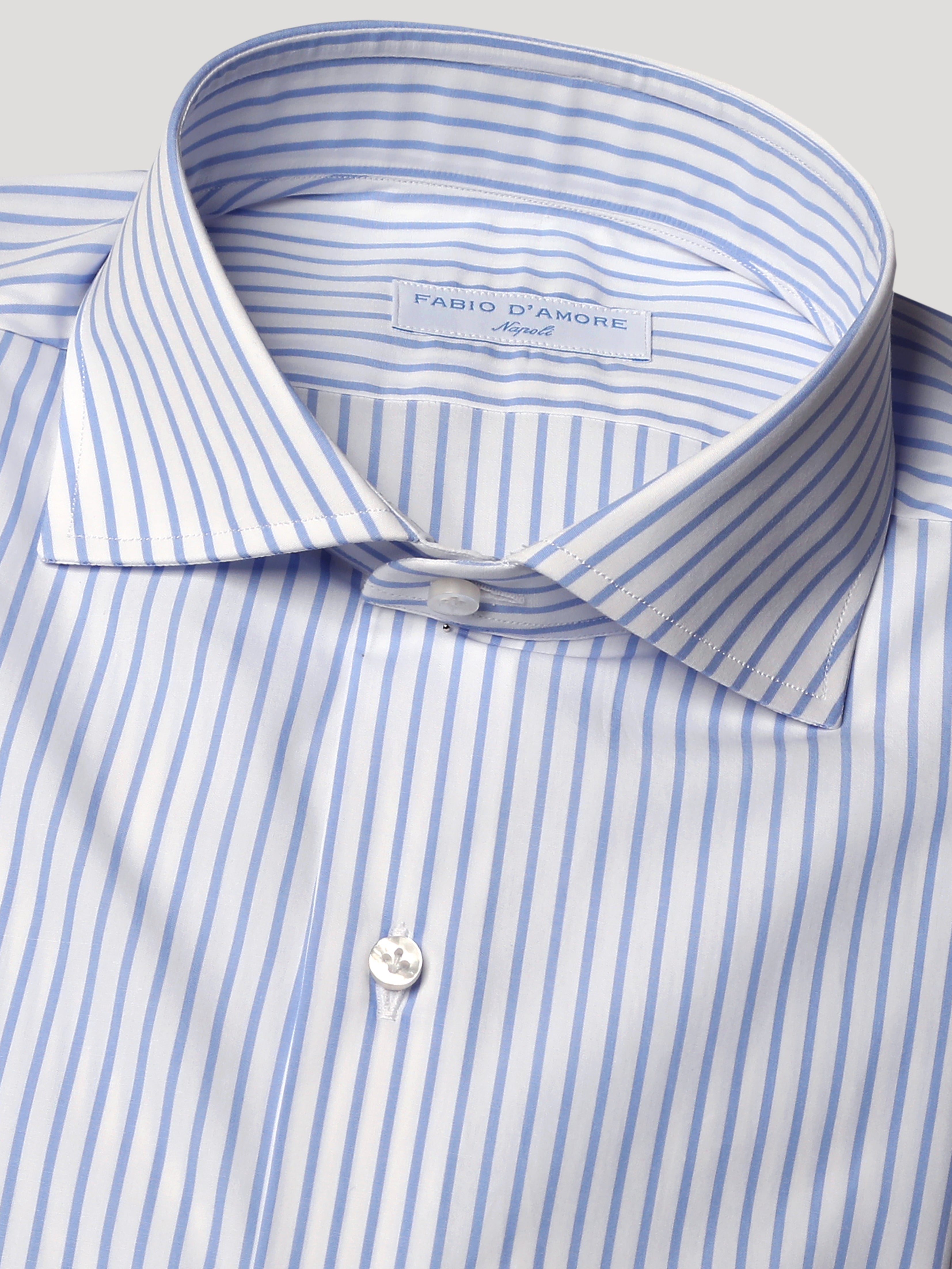 Camicia Sartoriale Collo Mezzo Francese Celeste Royal Made In Italy
