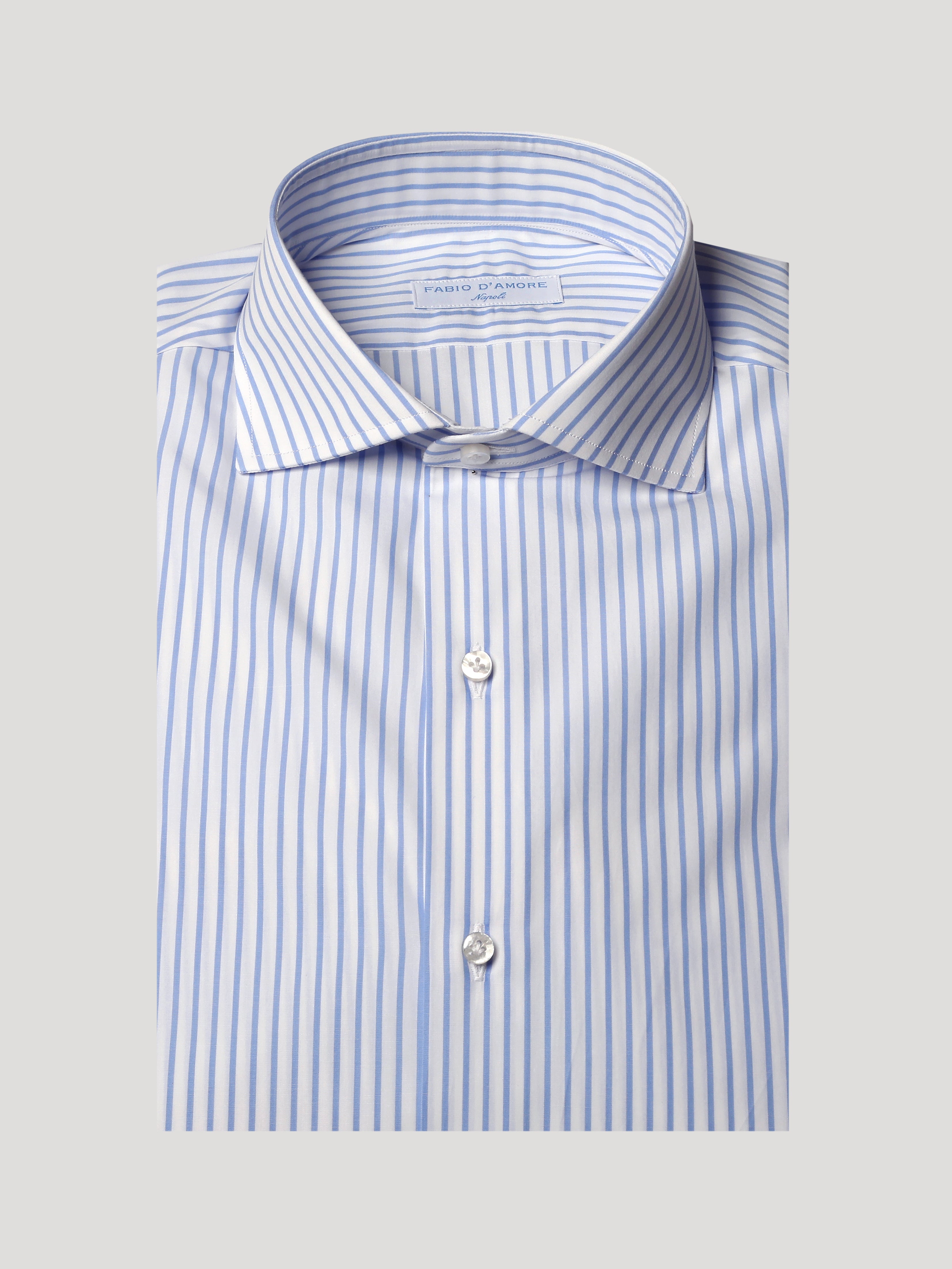 Camicia Sartoriale Collo Mezzo Francese Celeste Royal Made In Italy