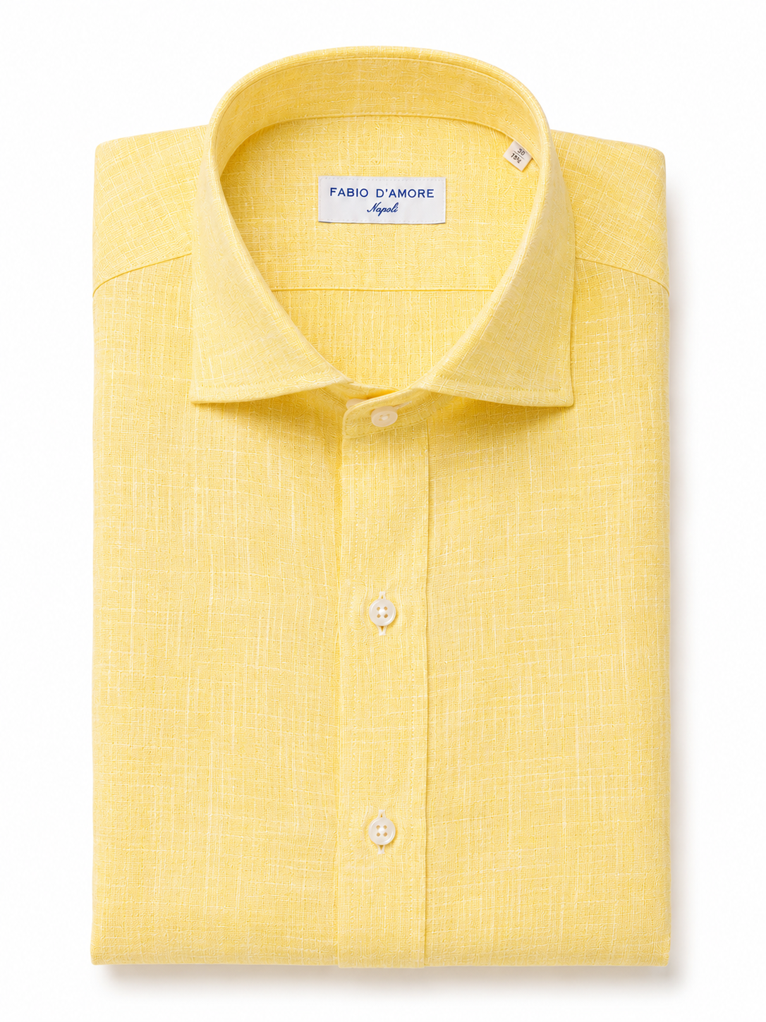 Camicia SLIM Sartoriale Collo Soft Mezzo Francese Cotone&Lino GIALLA Made In Italy