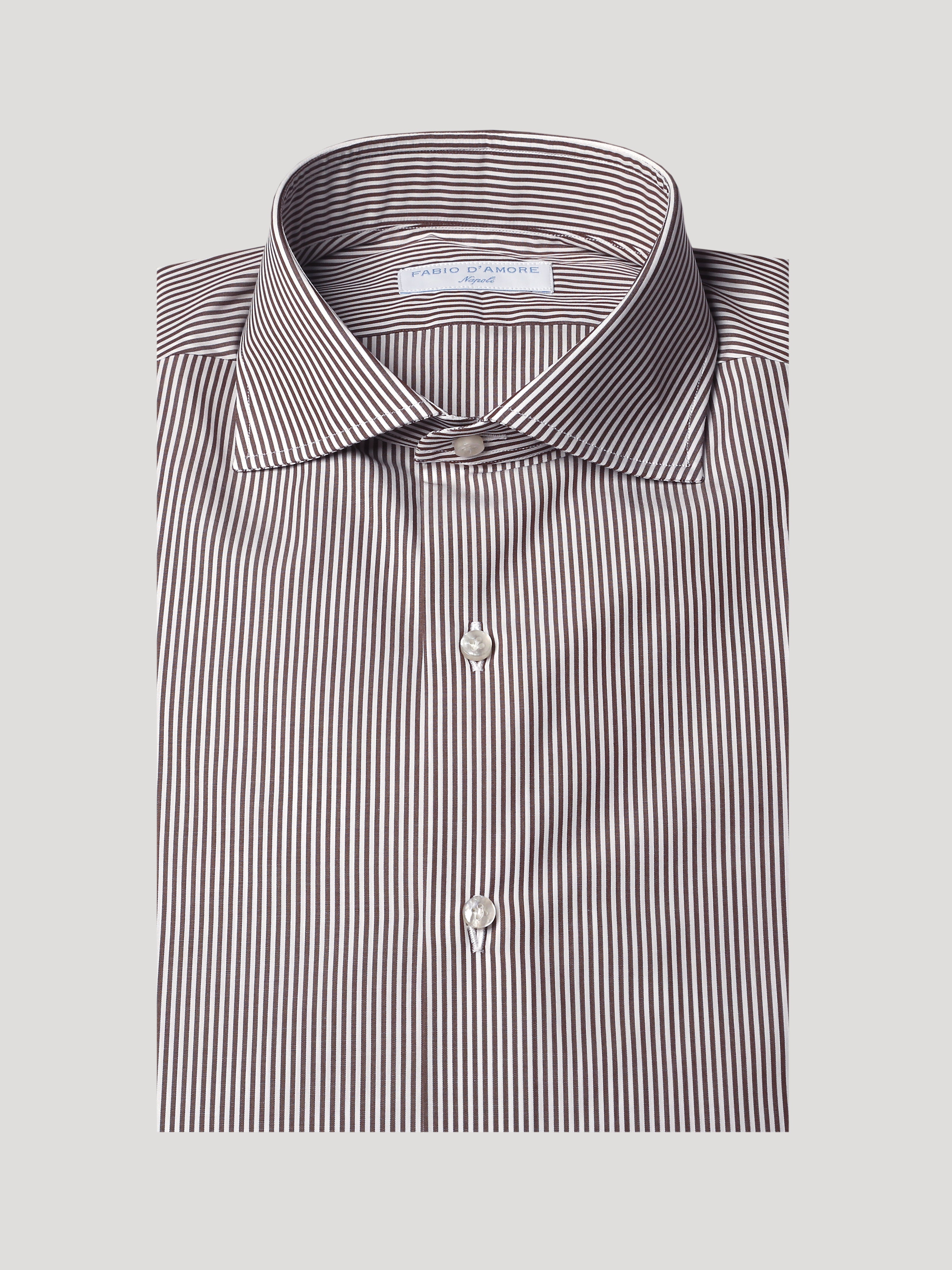 Camicia Slim Sartoriale Collo Mezzo Francese Naxos Marrone