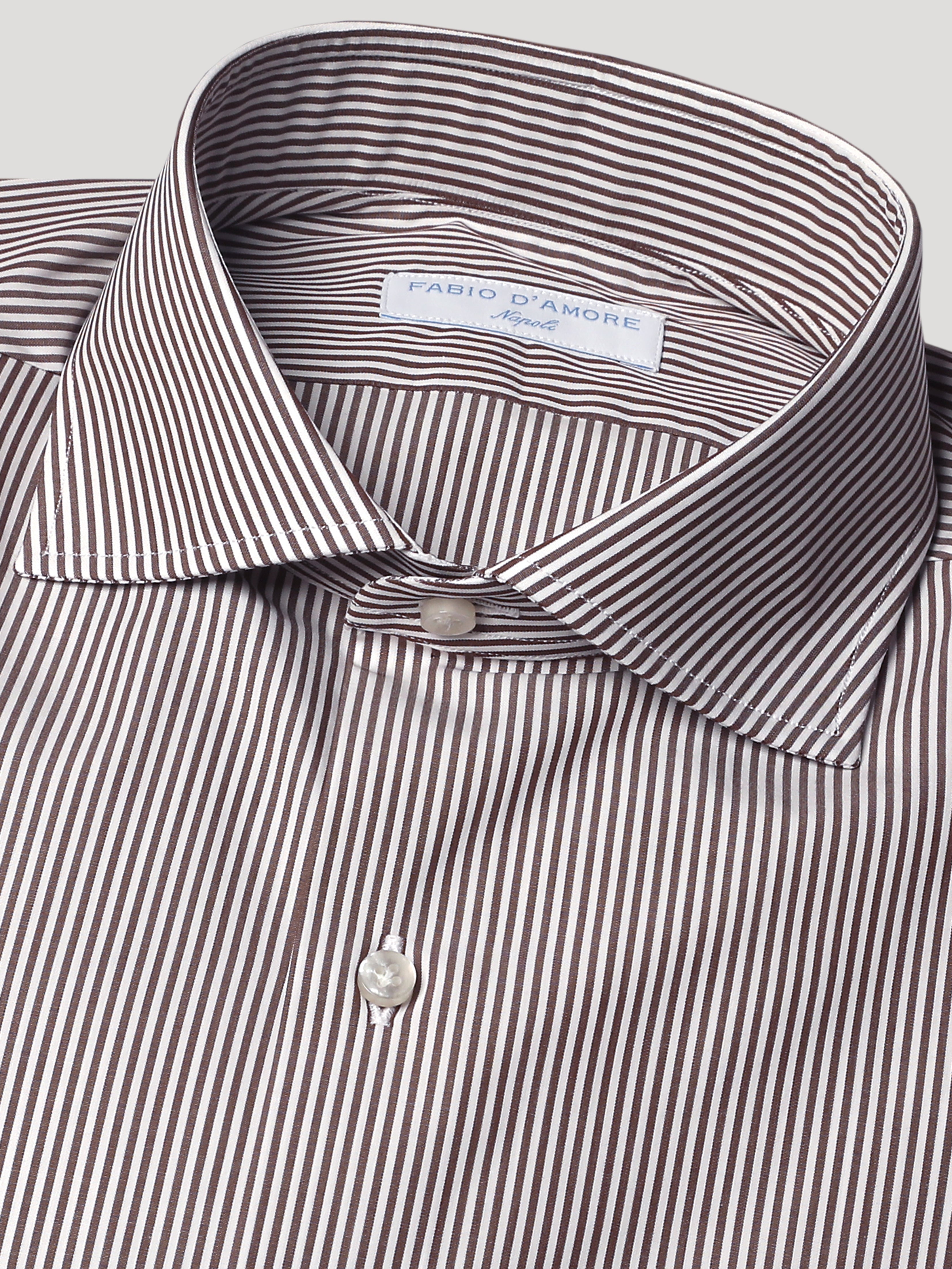 Camicia Slim Sartoriale Collo Mezzo Francese Naxos Marrone