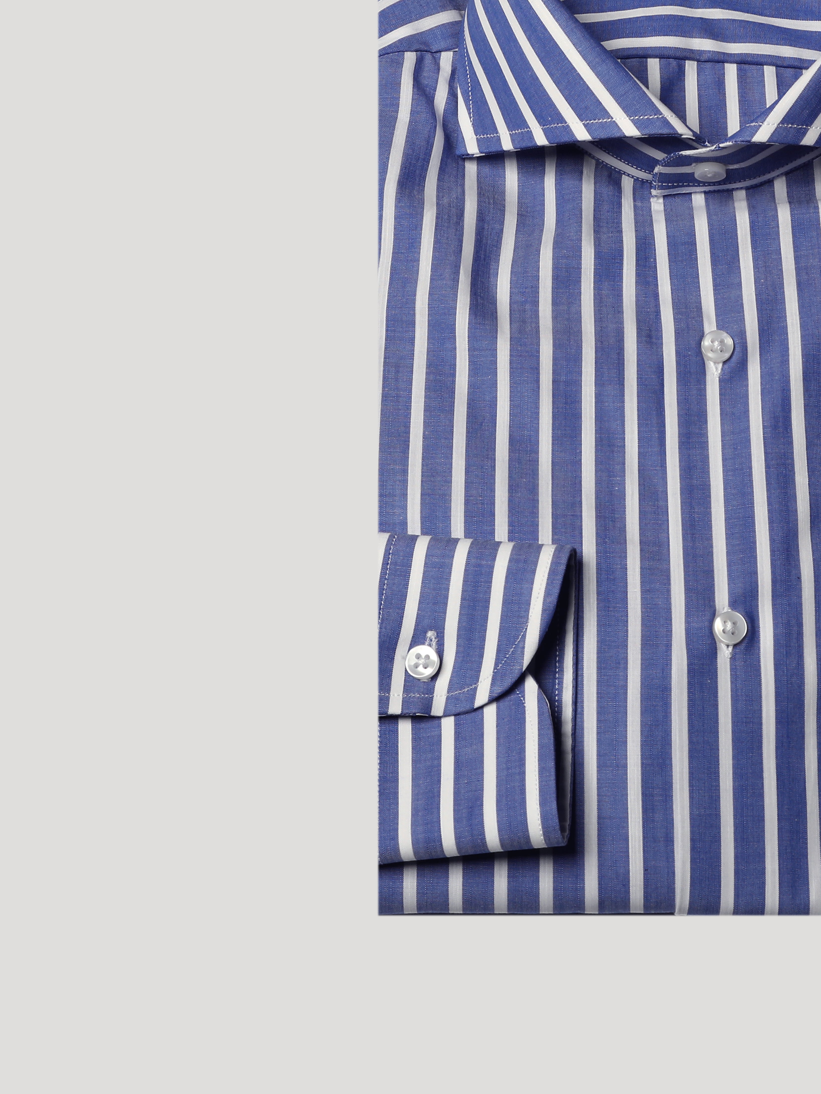 Camicia Slim Sartoriale Collo mezzo Francese Stile Napoli Blu Made In Italy