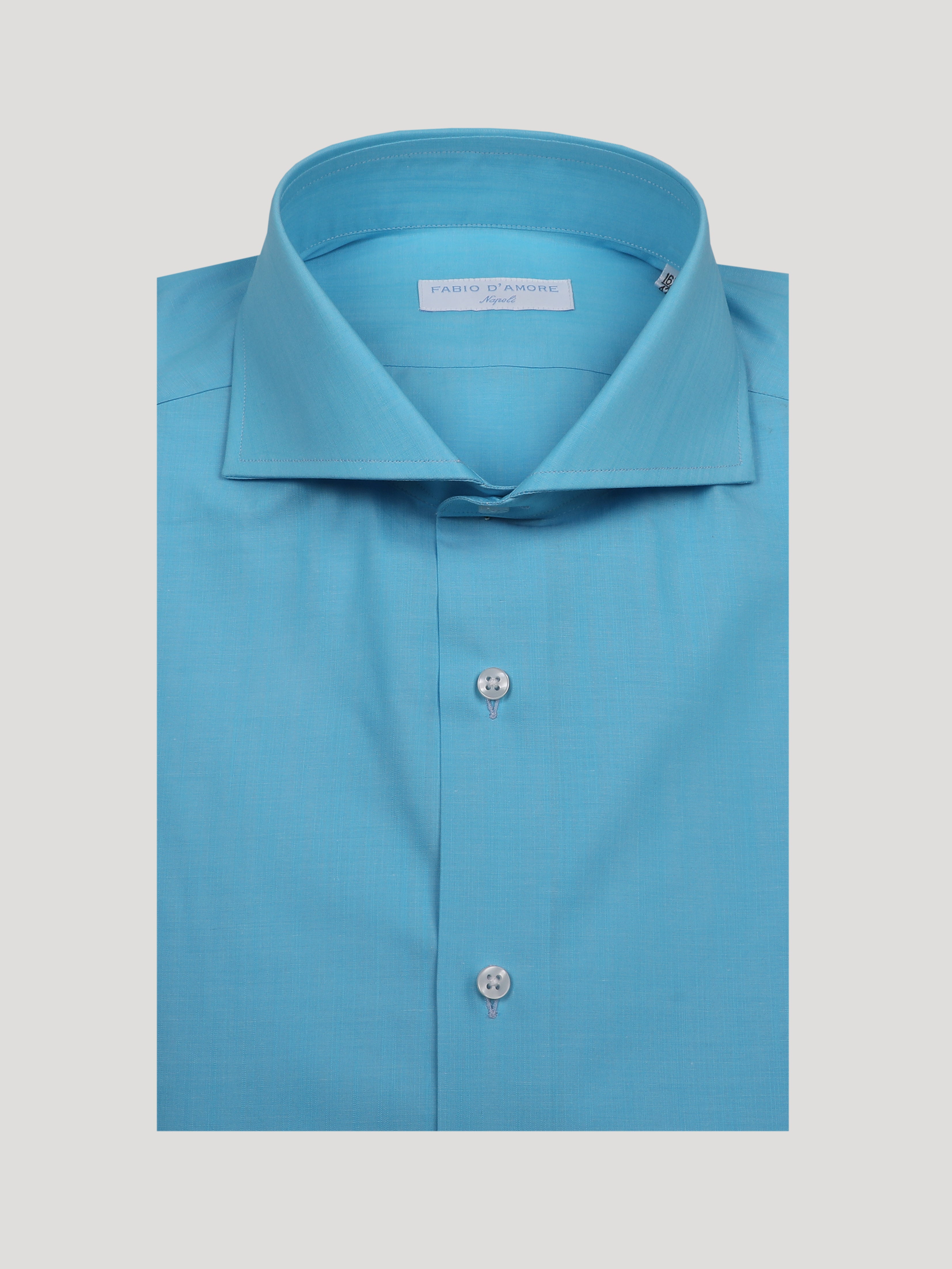 Camicia Slim Sartoriale Basic Turchese Made In Italy