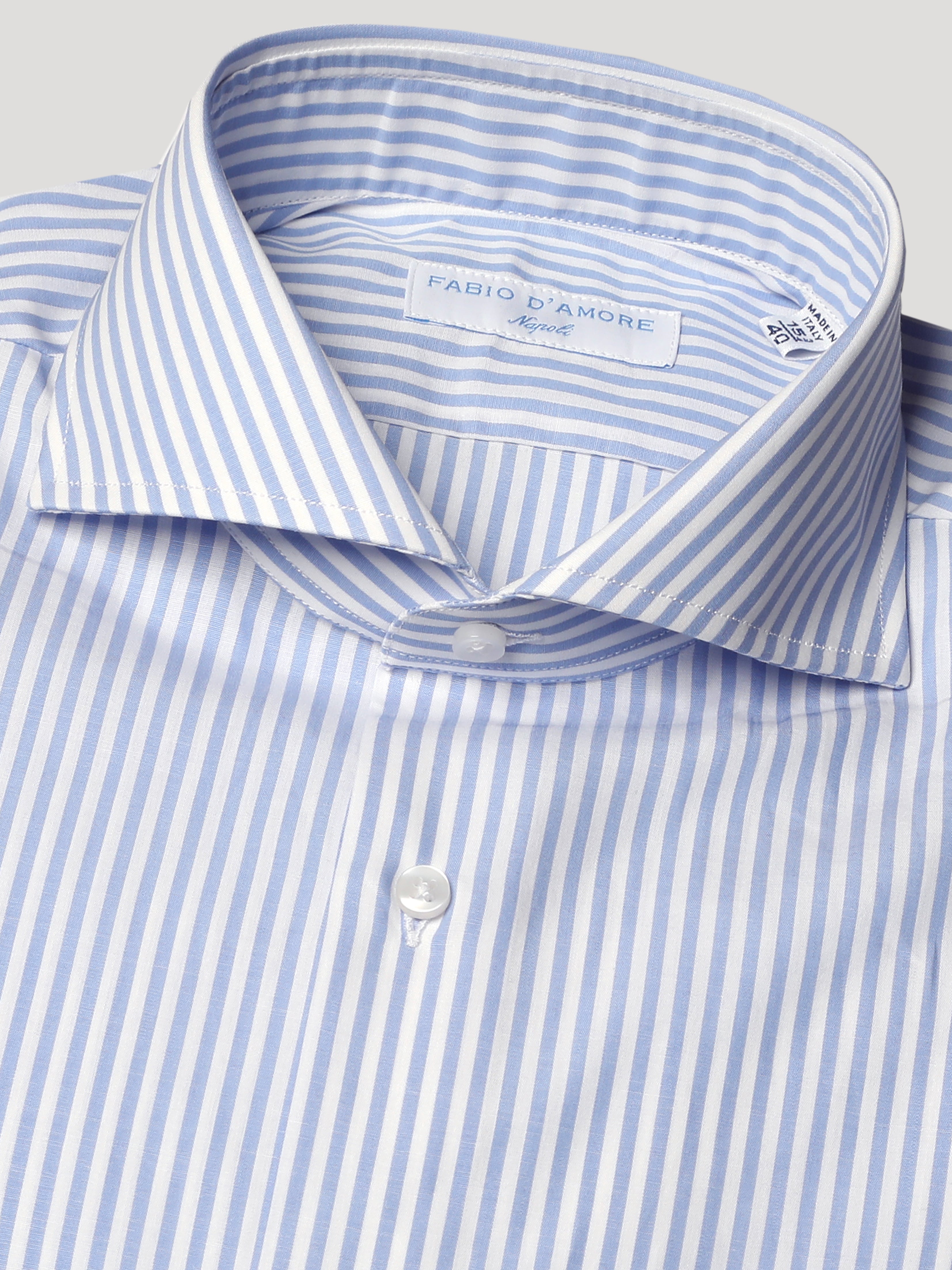 Camicia Slim Sartoriale Collo Mezzo Francese Tinos Celeste Chiaro Made In Italy