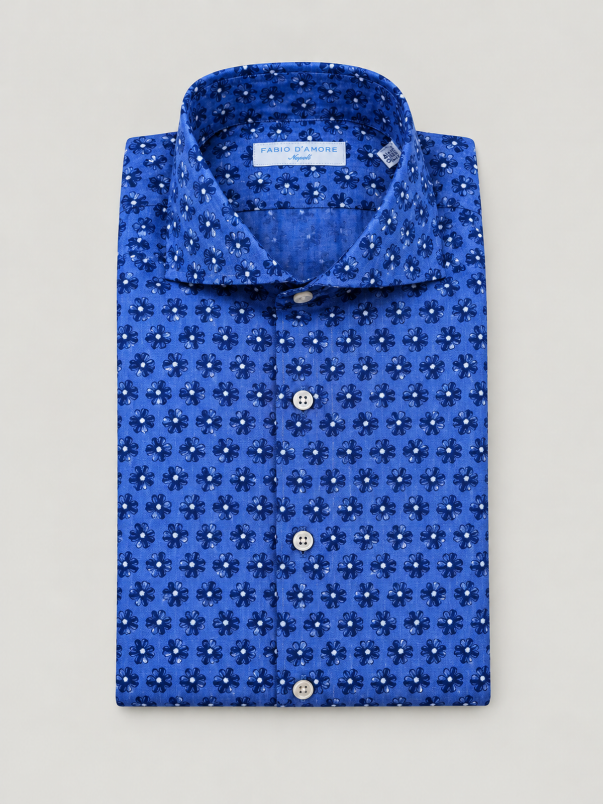 Camicia Slim Sartoriale Stampa Fiori Made In Italy
