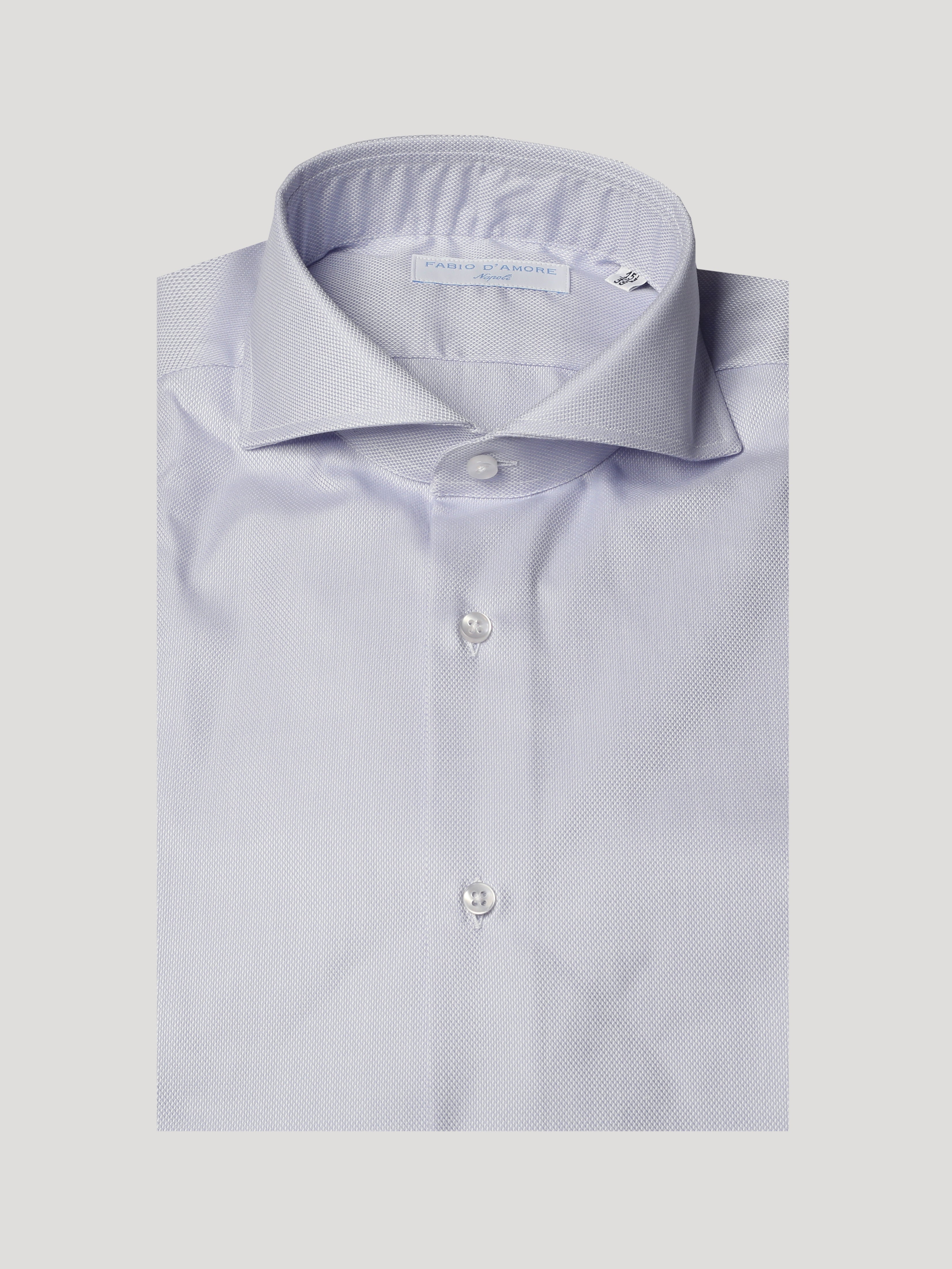 Camicia Slim Sartoriale Collo Mezzo Francese Royal Oxford Celeste Chiaro Made In Italy