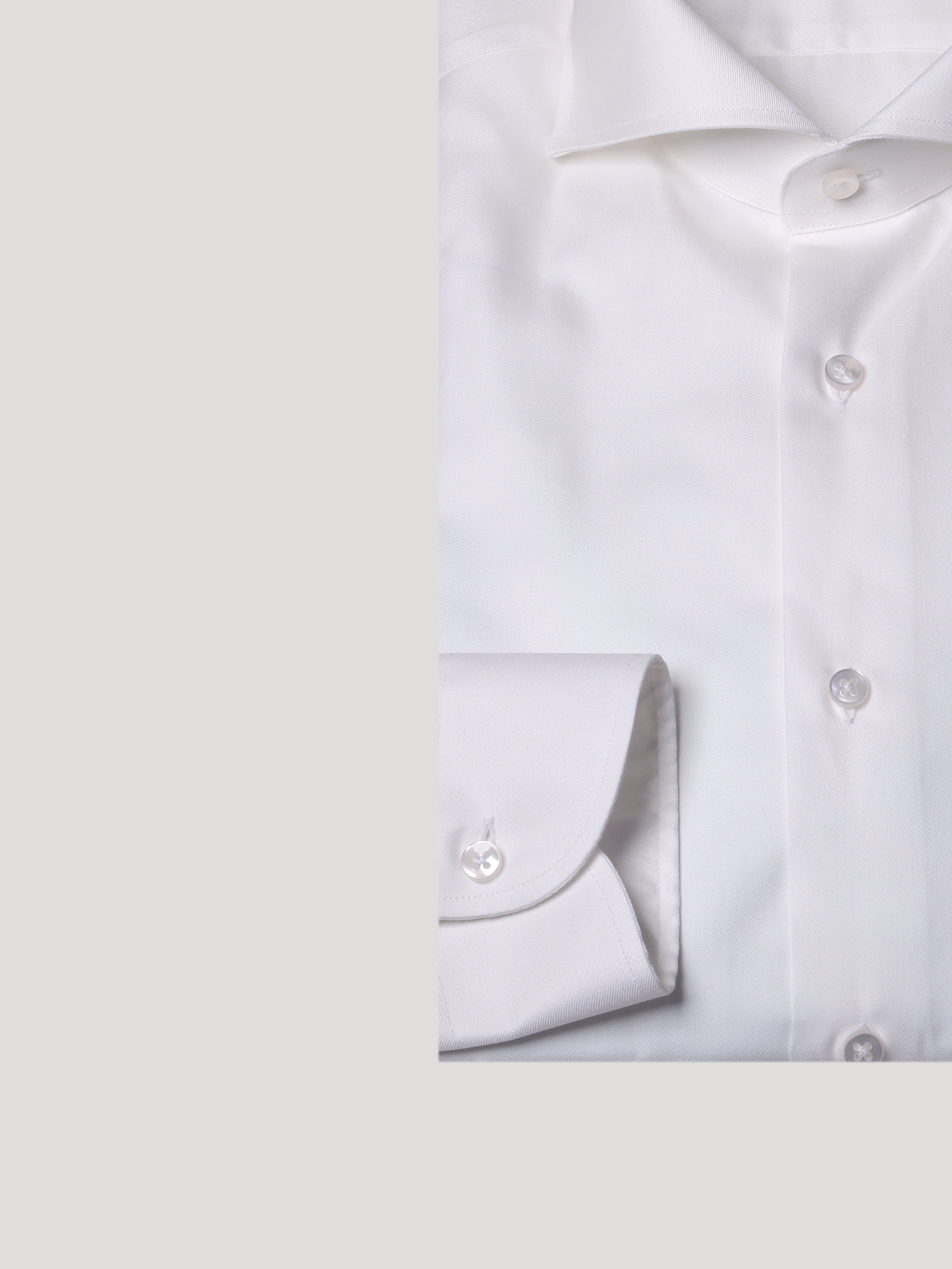 Camicia Slim Sartoriale Collo Mezzo Francese Twill Bianco Made In Italy