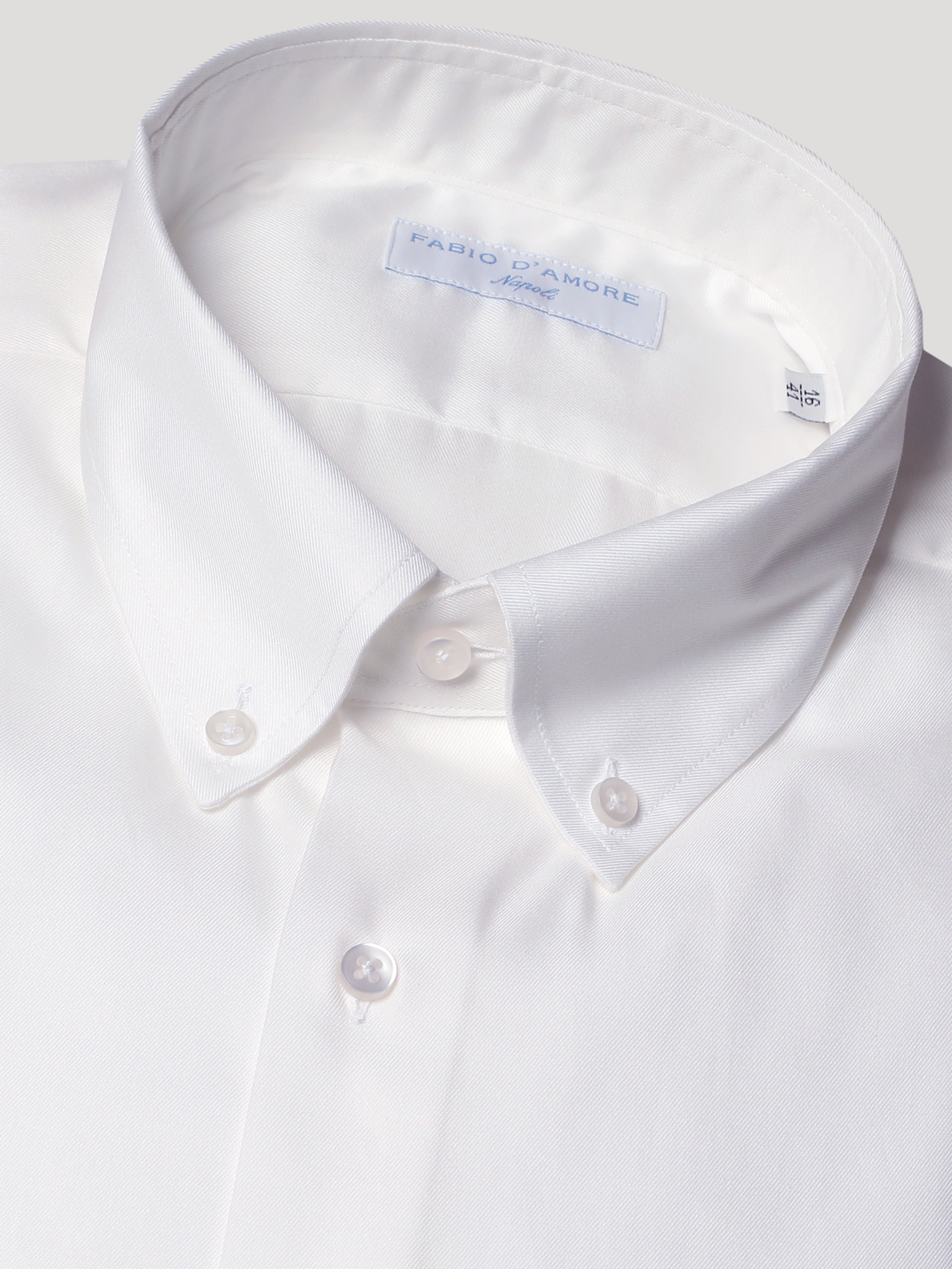 Camicia Slim Sartoriale Collo Botton Down Bianco Made In Italy