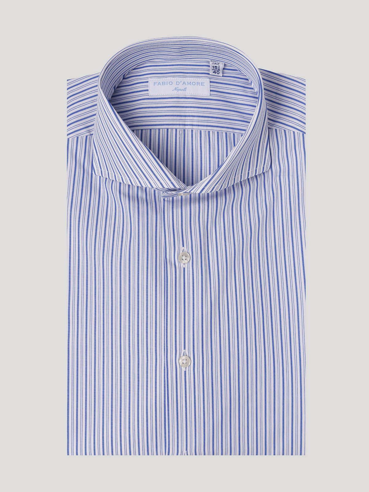 Camicia Slim fit Doppia Riga Celeste Collo Mezzo Francese