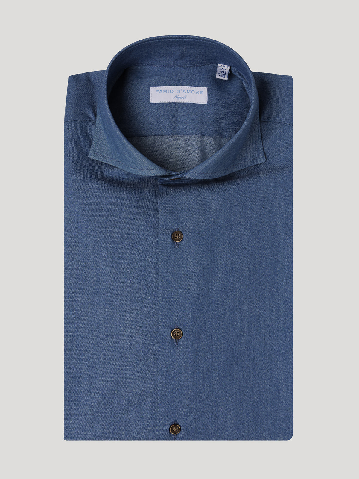 Camicia Slim fit In Denim Scuro Collo Morbido