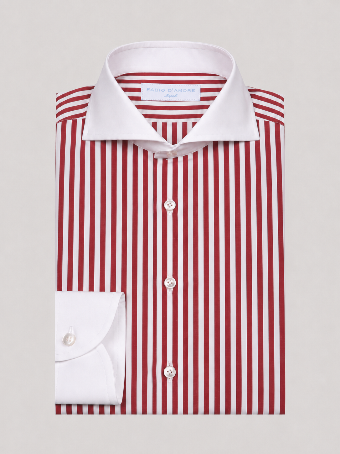 Camicia Sartoriale wall Street Riga Rossa Collo e Polsi bianchi Made in Italy