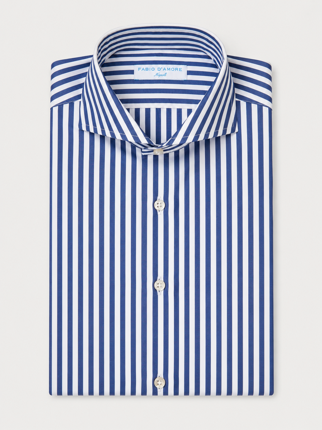 Camicia Sartoriale Collo Mezzo Francese Made In Italy Planet Blu Navy 100% Cotone Popeline 70 Compact