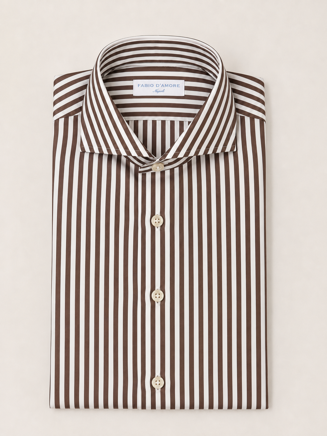 Camicia Sartoriale Collo Mezzo Francese Made In Italy Planet Marrone 100% Cotone Popeline 70 Compact