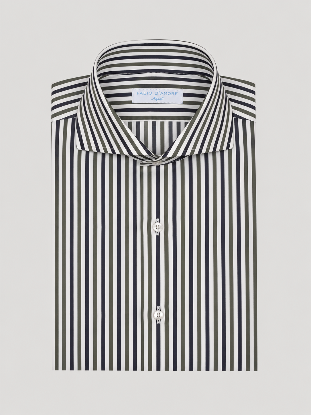 Camicia Sartoriale Collo Mezzo Francese Soft Made In Italy Stelvio Verde 100% Cotone Popeline 70 Compact