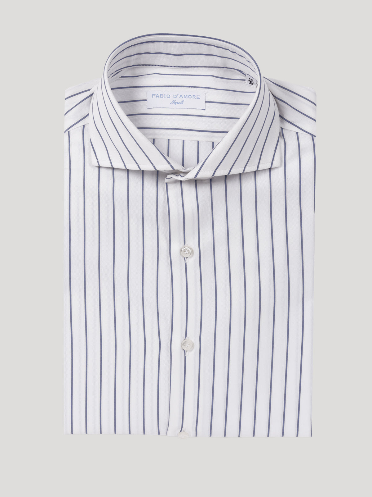 Camicia Slim fit Royal Oxford Fondo Bianco Riga Blu