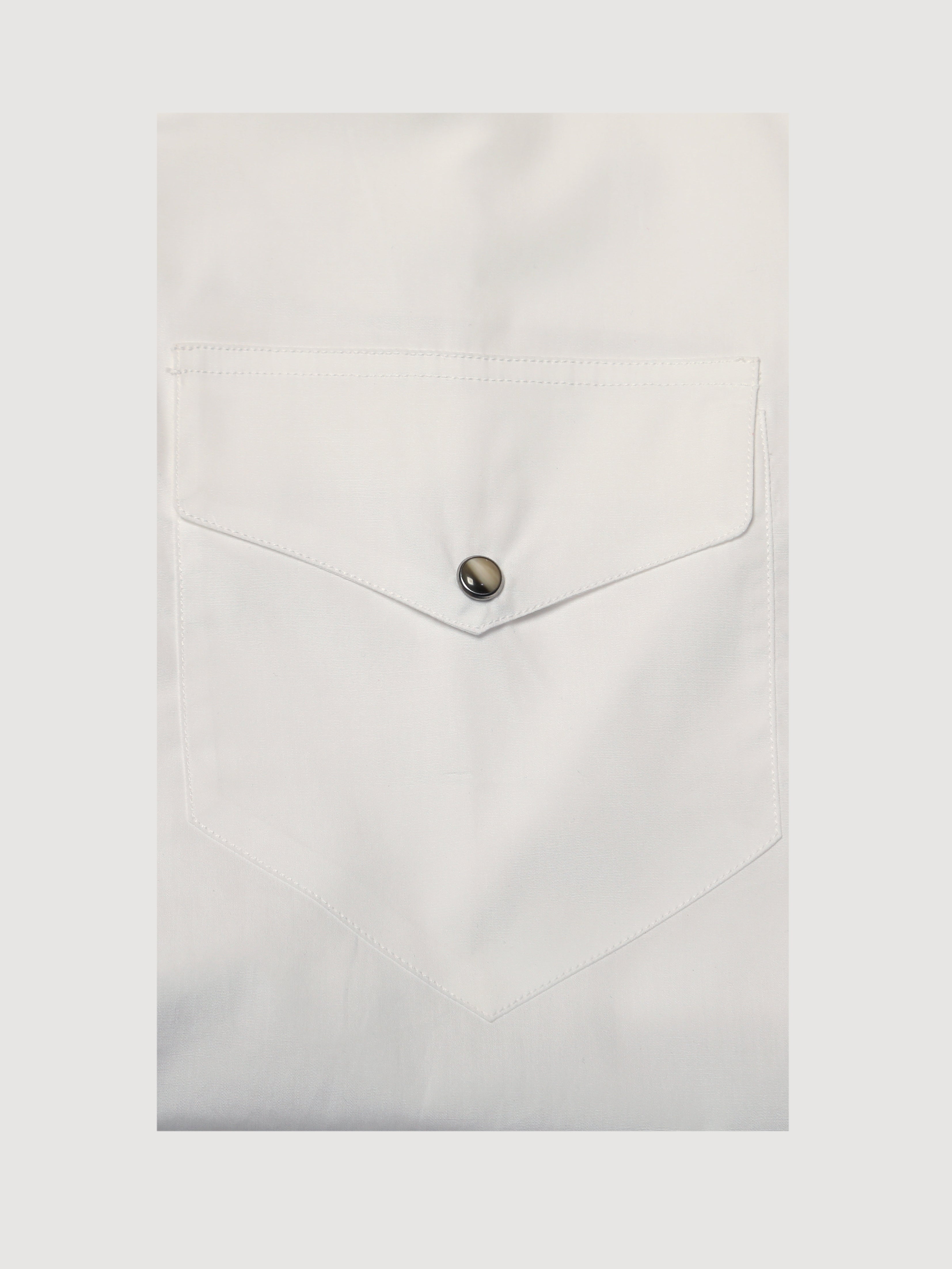 Camicia Texana in Popelin Bianco Collo Soft