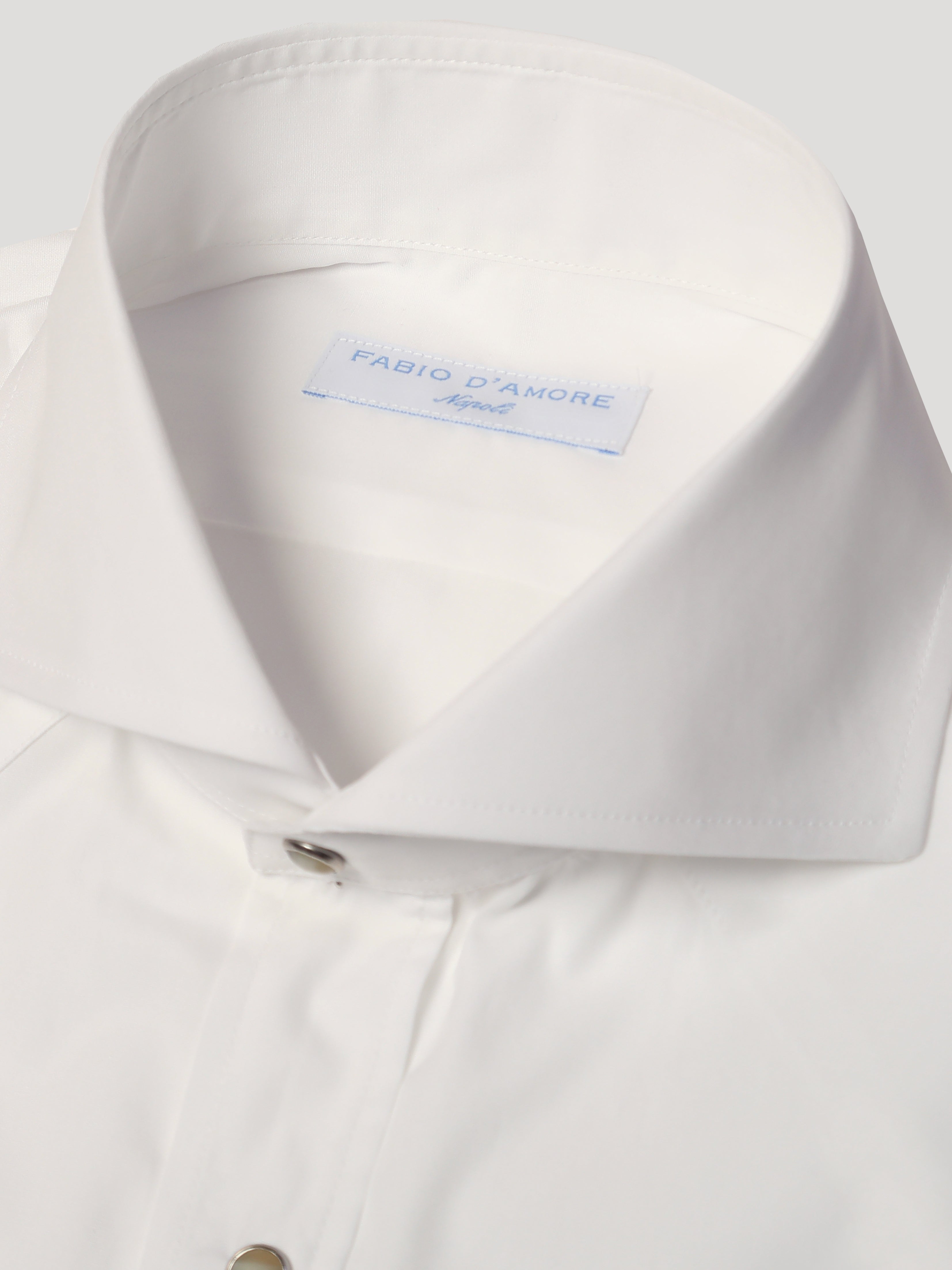 Camicia Texana in Popelin Bianco Collo Soft