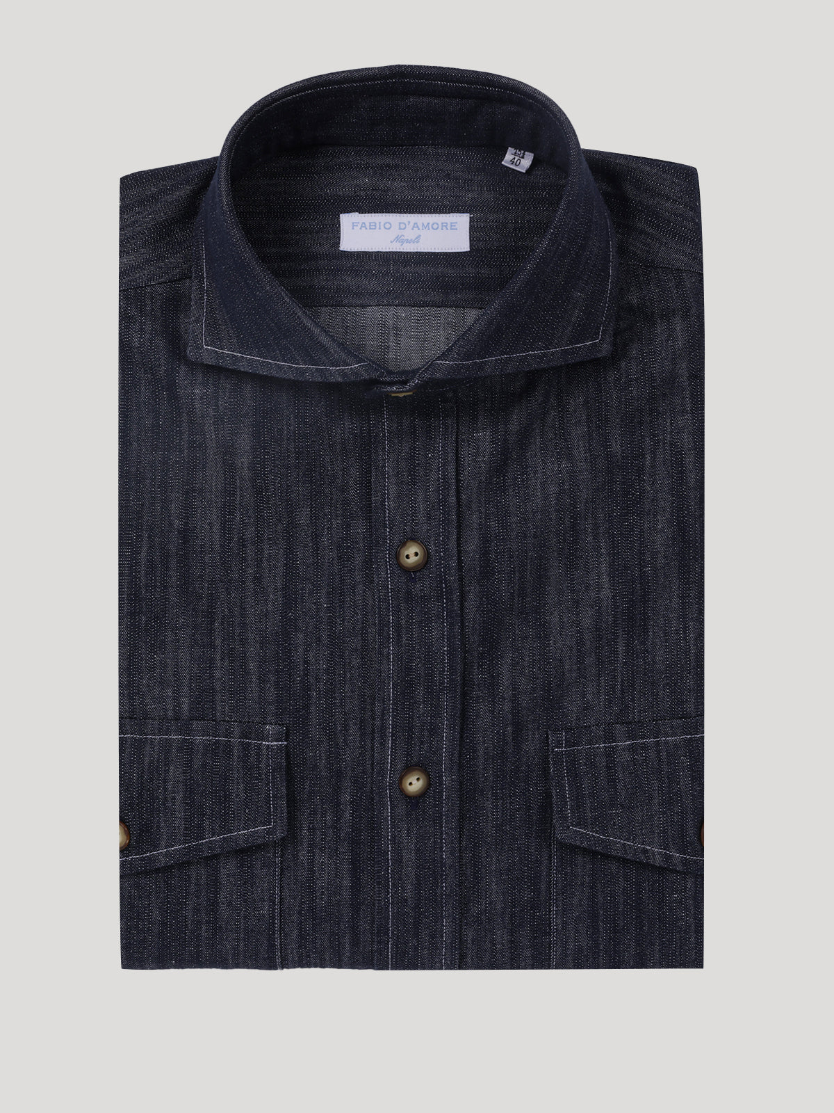 Camicia Texana in Denim Blu Scuro