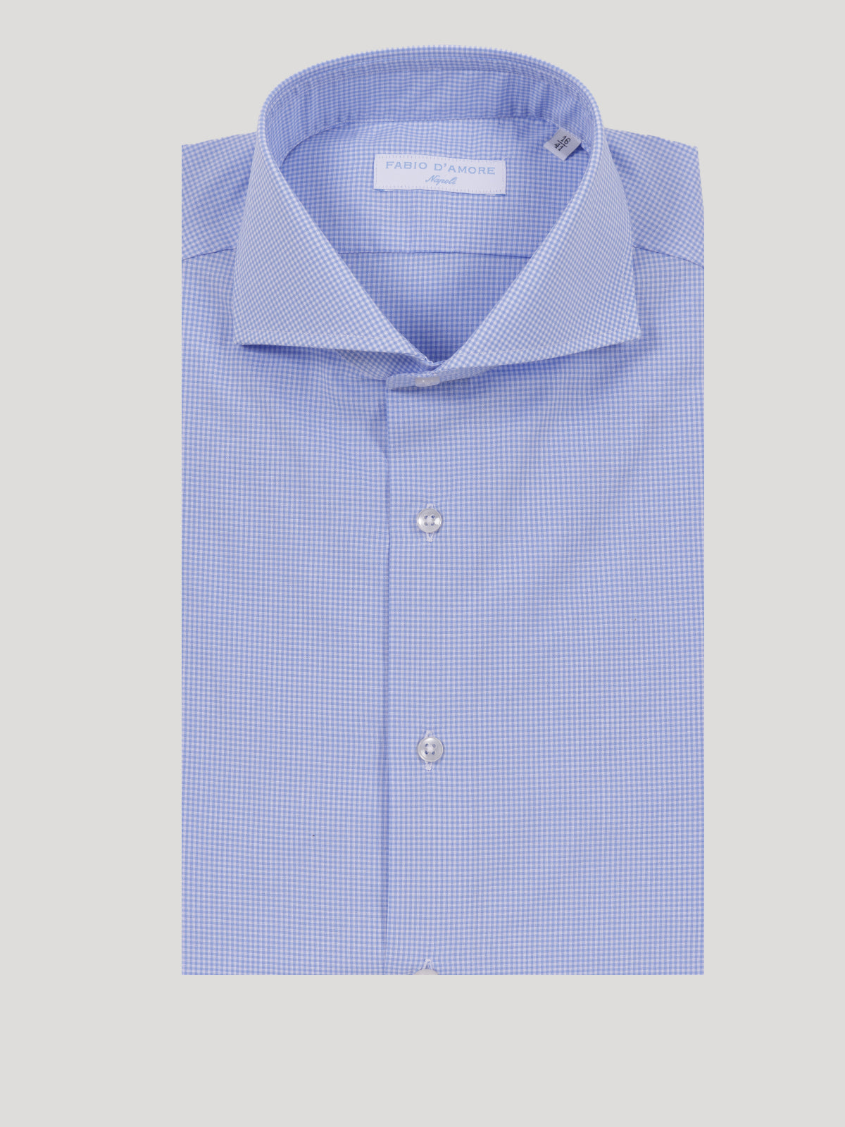 Camicia Slim Sartoriale Micro Quadretti Azzurro Made In Italy