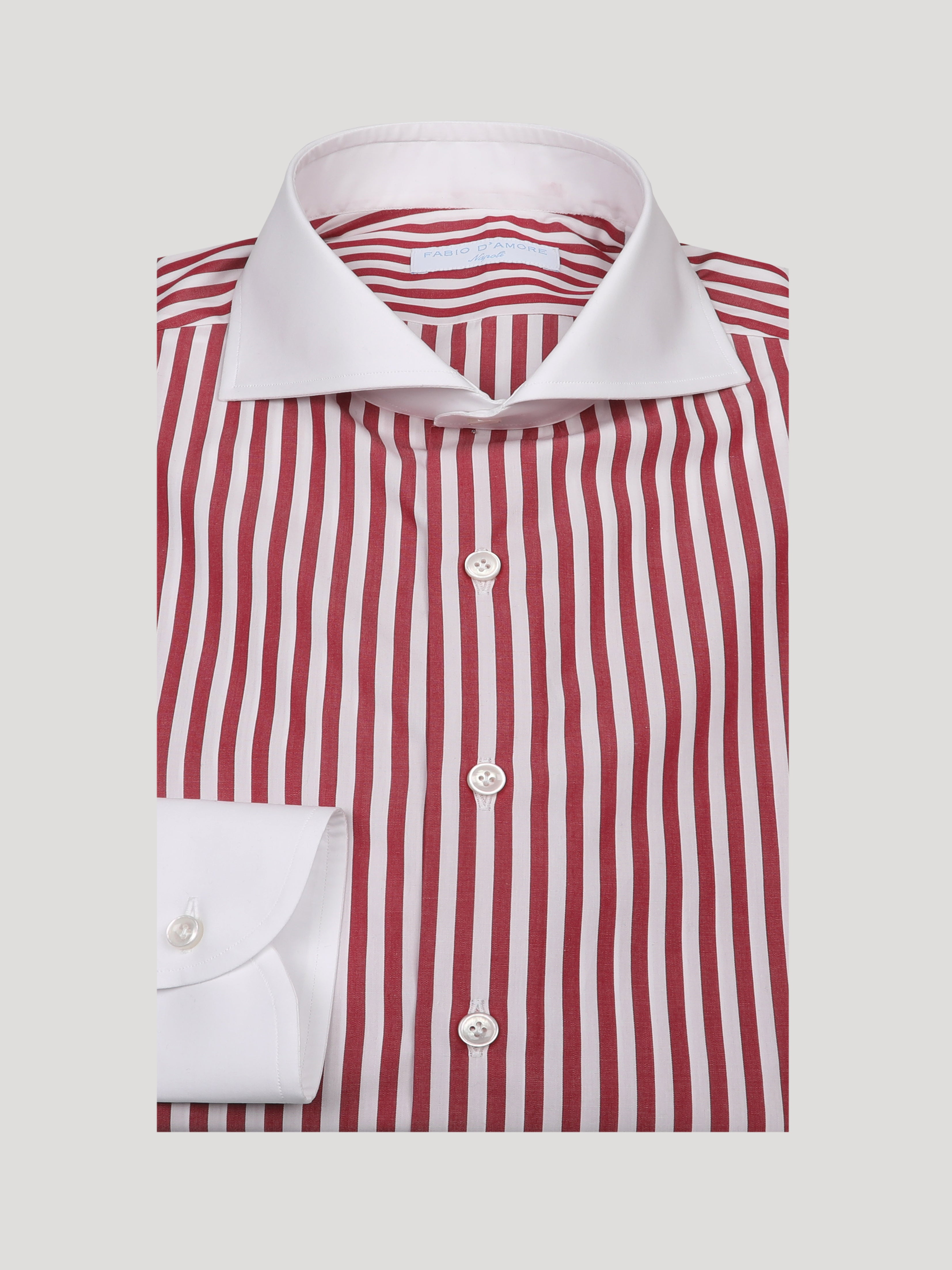 Camicia SLIM Sartoriale wall Street Riga Rossa Collo e Polsi bianchi Made in Italy