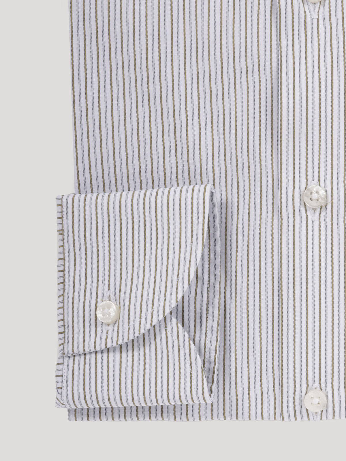 Camicia Slim Fit Ventotene Collo Mezzo Francese Fondo Bianco Riga Verde