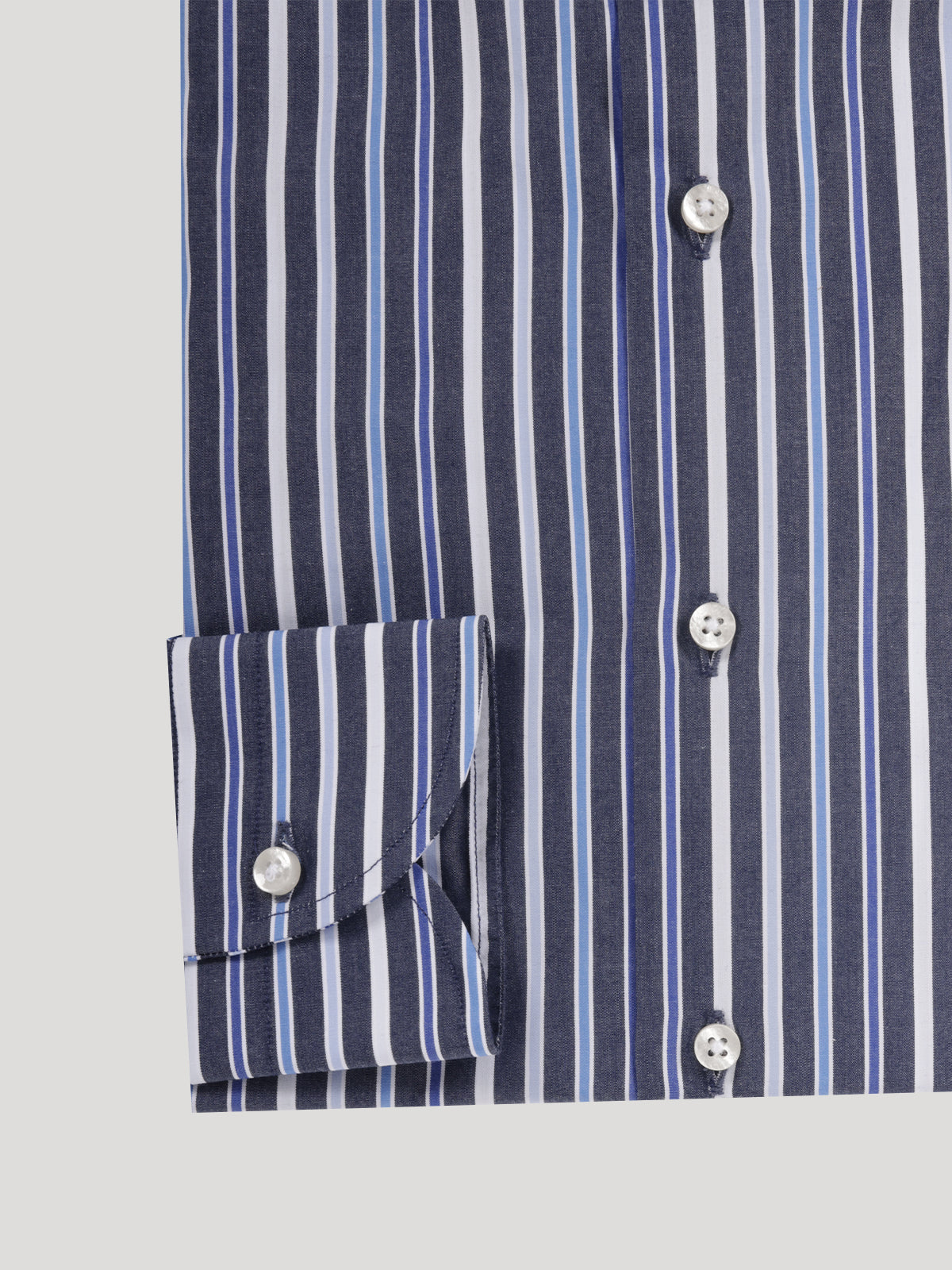 Camicia Slim fit a Righe Fondo Blu Collo Mezzo Francese