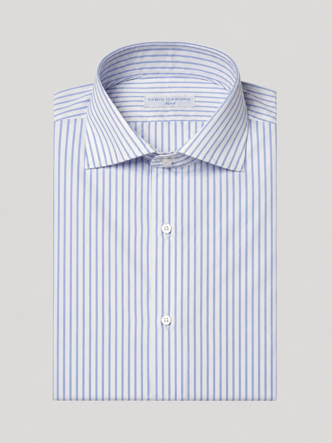 Camicia Sartoriale Collo Mezzo Francese Celeste Royal Made In Italy 100% Cotone Popeline 70 Compact
