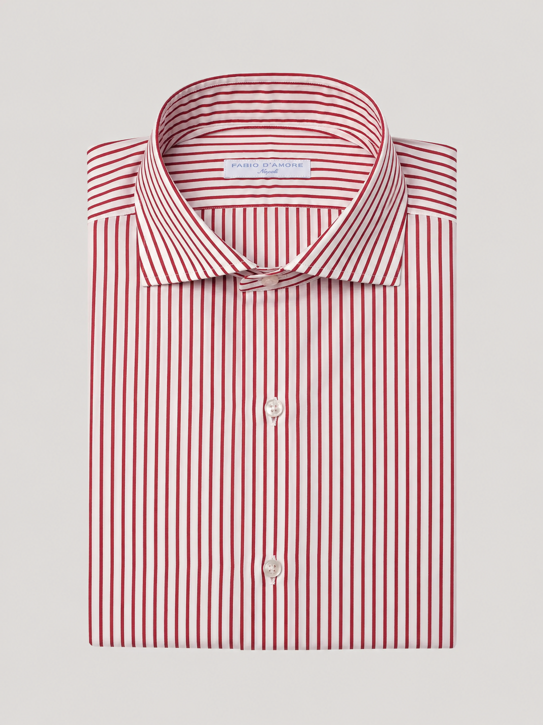 Camicia Sartoriale Collo Mezzo Francese Rosso Royal Made In Italy 100% Cotone Popeline 70 Compact