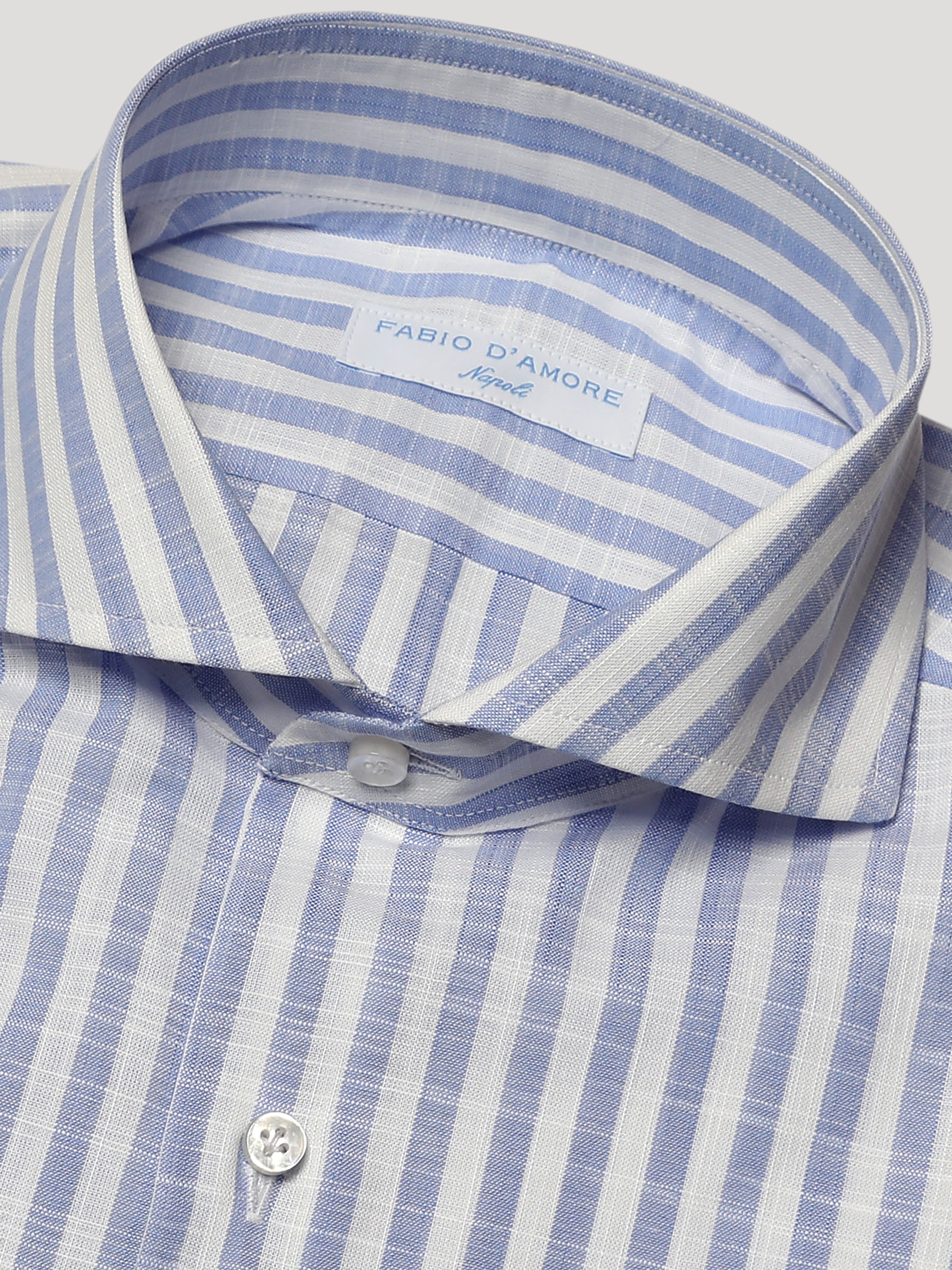 Camicia Slim Fit Sartoriale Collo Mezzo Francese Soft Kos Celeste  Cotone&Lino