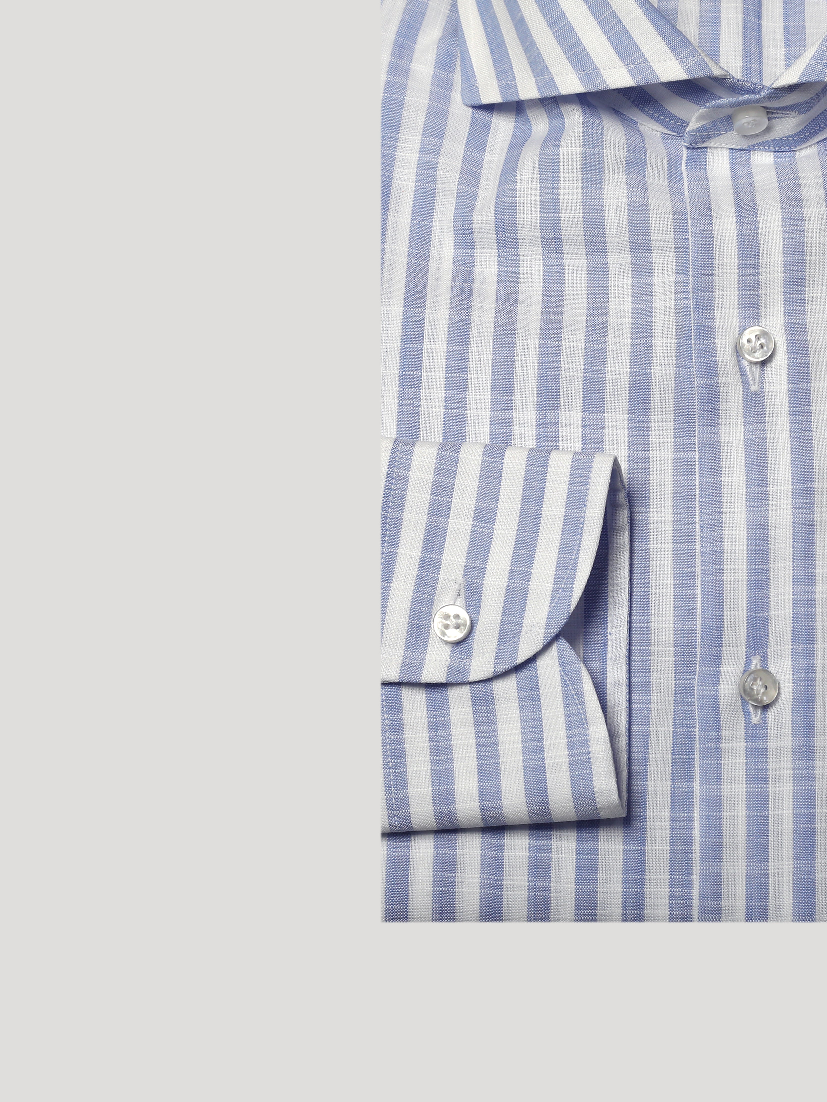 Camicia Slim Fit Sartoriale Collo Mezzo Francese Soft Kos Celeste  Cotone&Lino