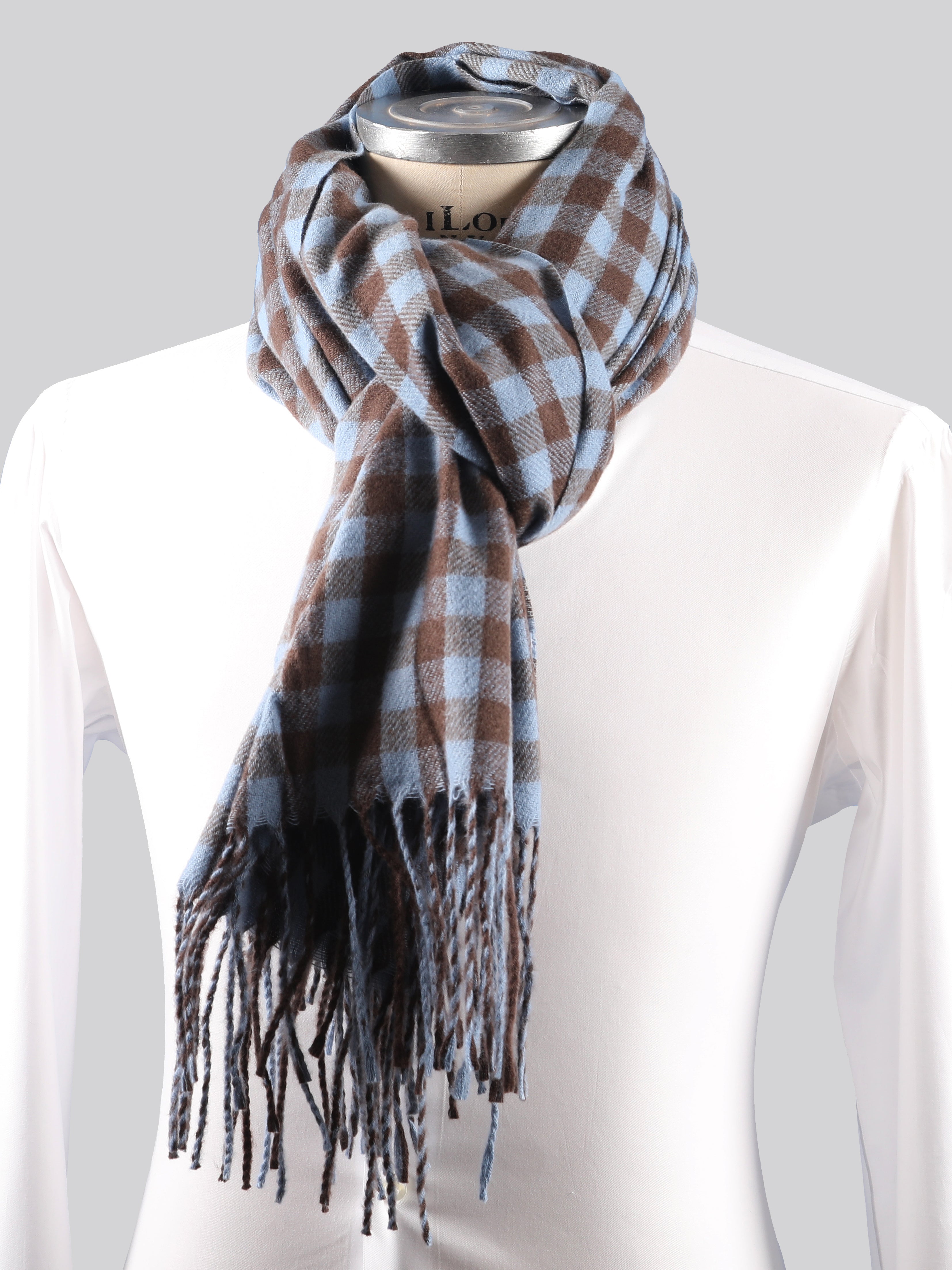 Sciarpa Quadro Azzurra e Marrone