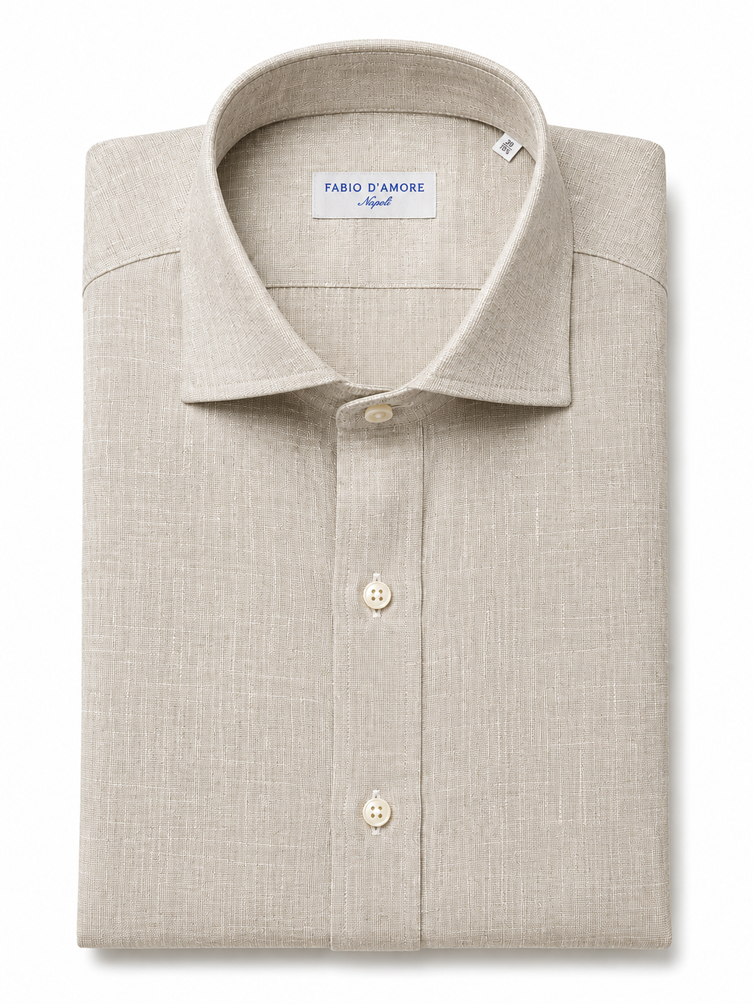 Camicia REGULAR FIT Sartoriale Collo Soft Mezzo Francese Cotone&Lino BEIGE Made In Italy