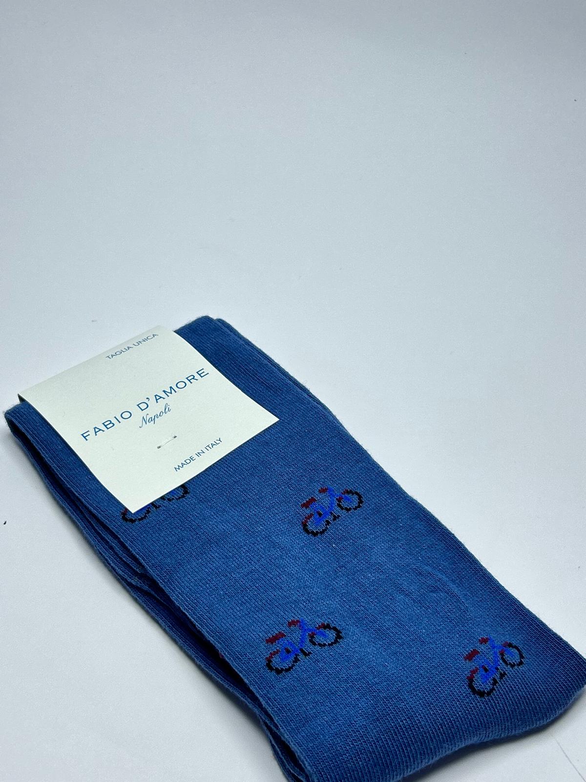 Calzino lungo Bici azzurro Made in Italy