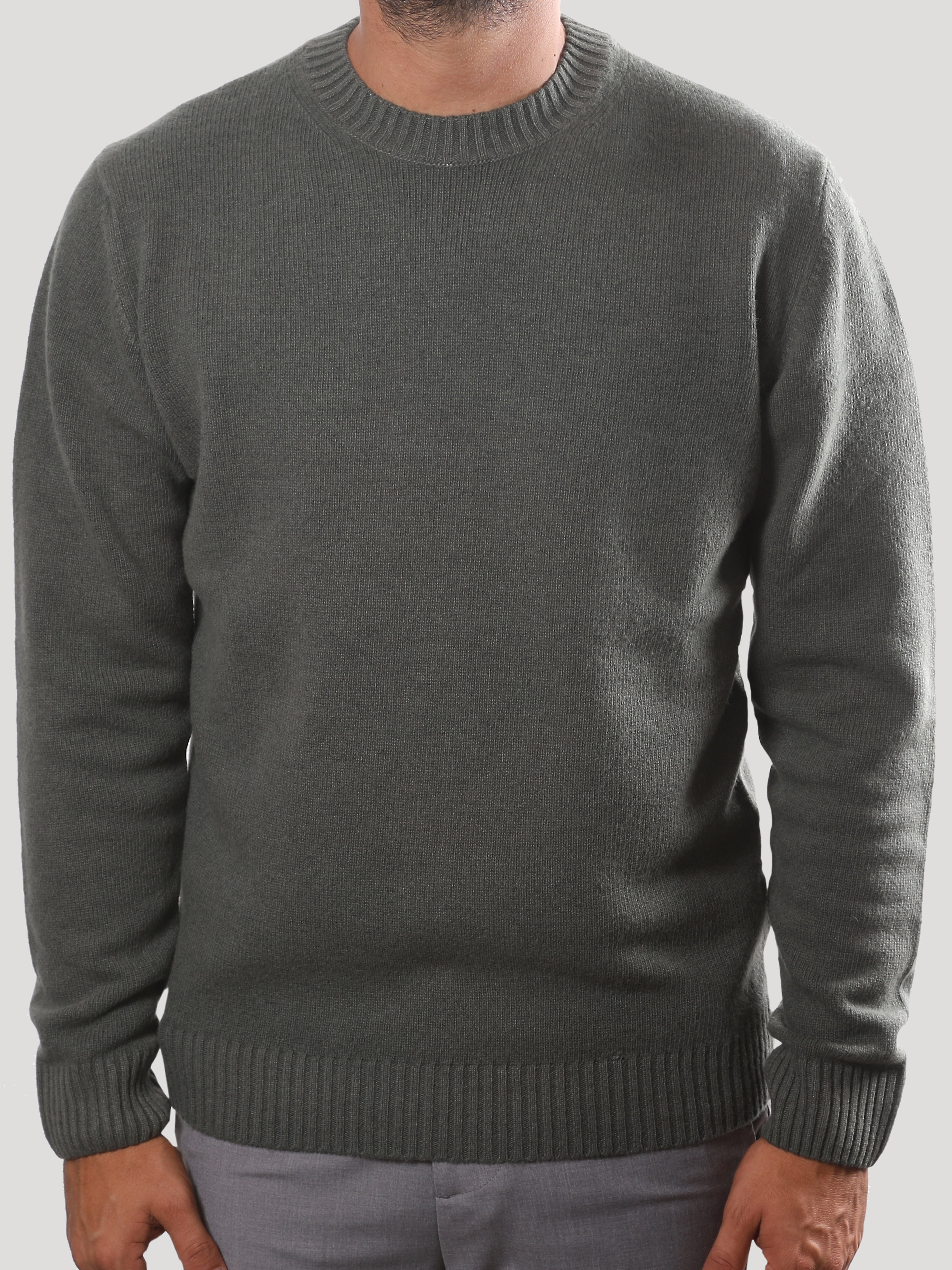 Maglione Girocollo 100% Lana Made in Italy Bosco