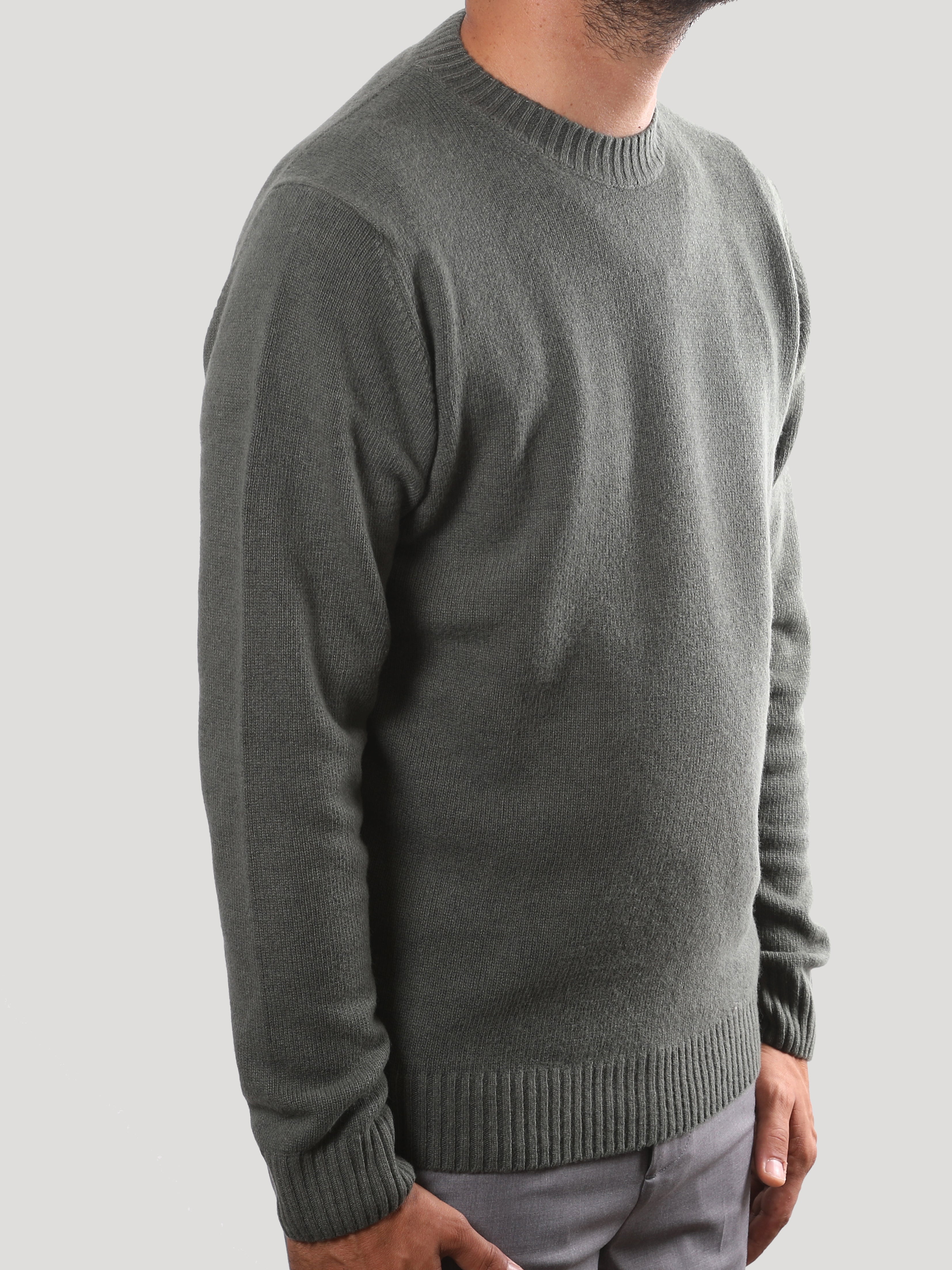 Maglione Girocollo 100% Lana Made in Italy Bosco
