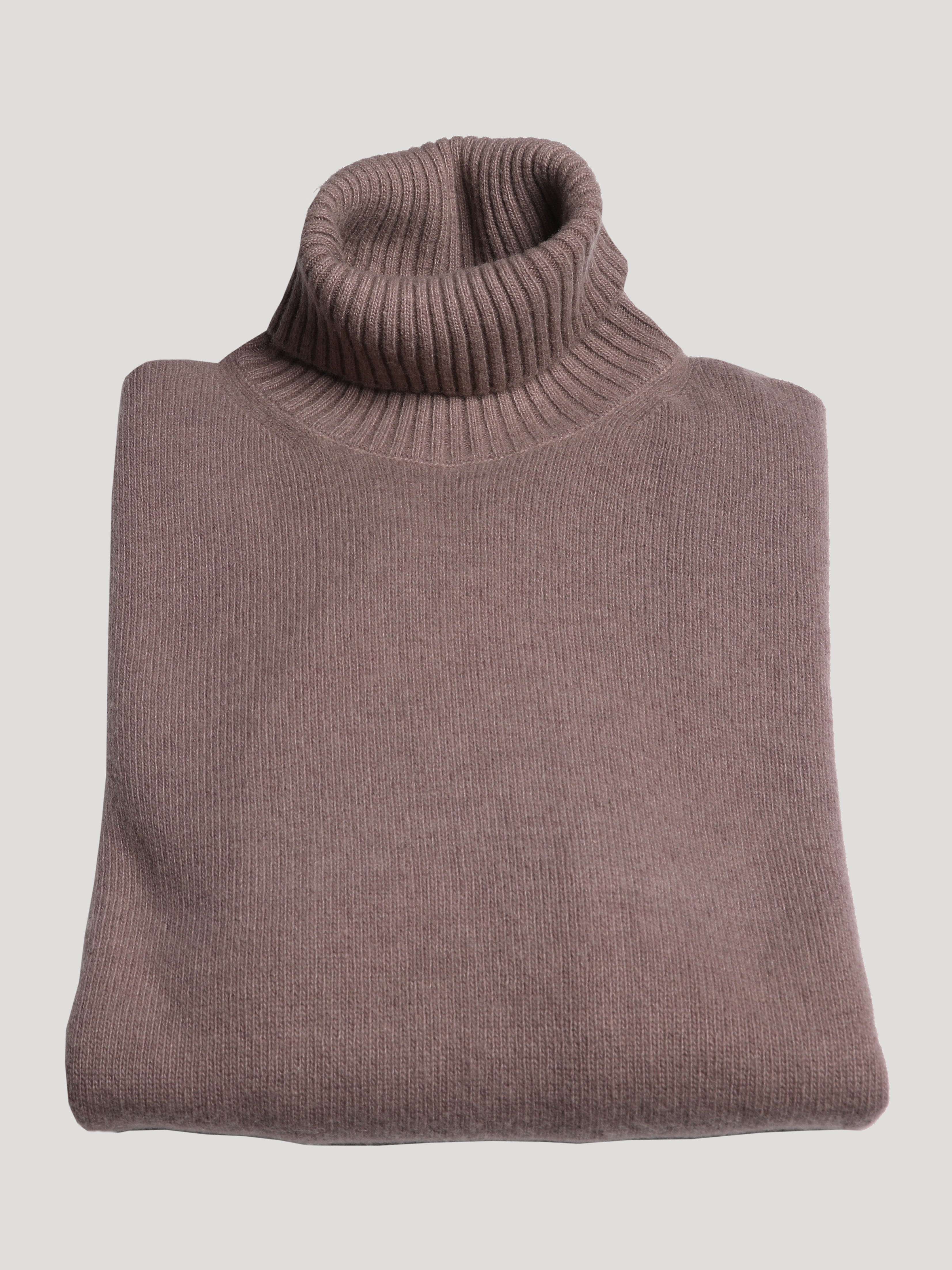 Maglione Collo Alto 100% Lana Made in Italy Castoro