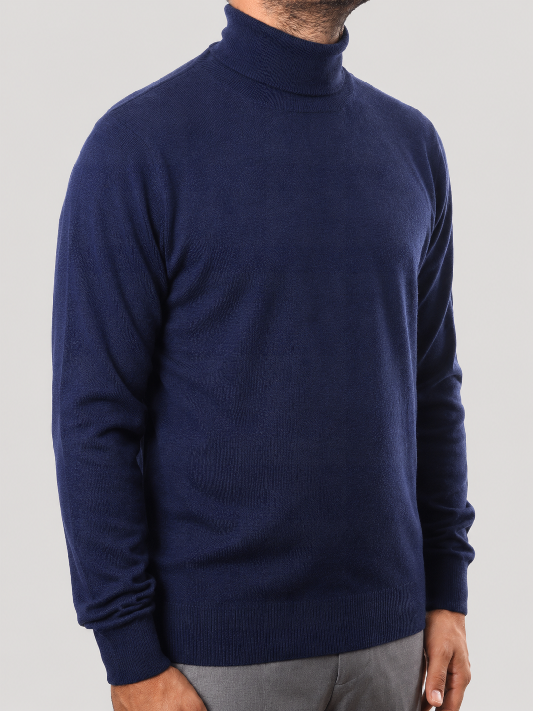 Maglione Collo Alto in Cashemere,  100% Made in Italy Blu