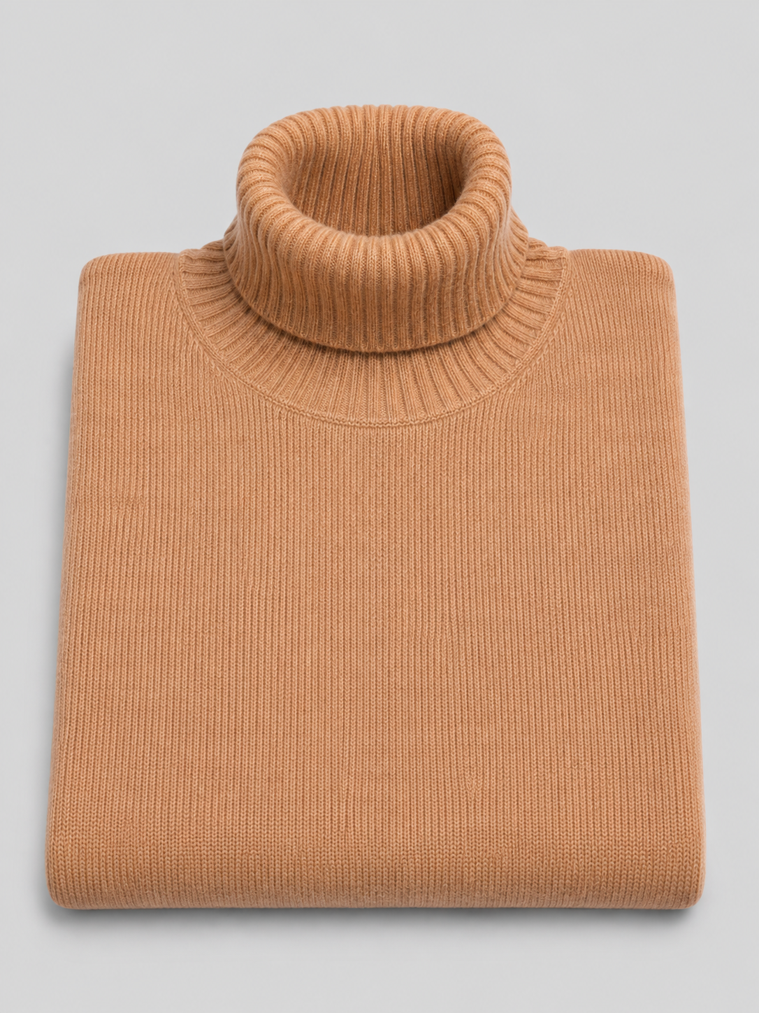Maglione Collo Alto in Lana,  100%  Made in Italy  Cammello