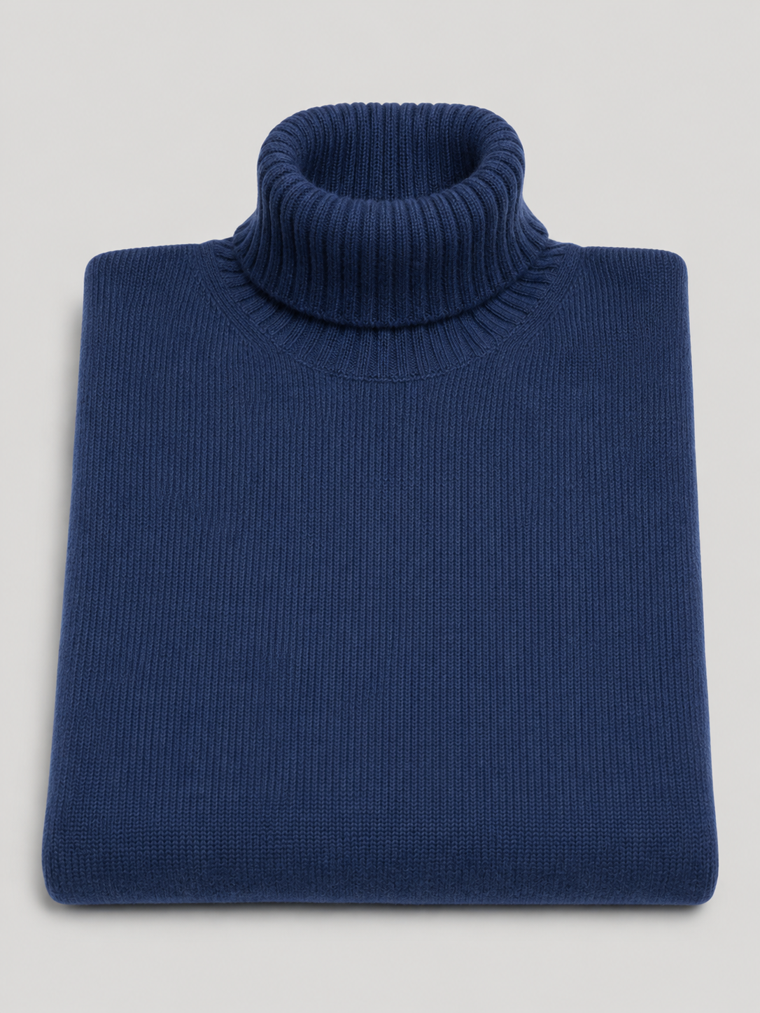 Maglione Collo Alto in Lana,  100%  Made in Italy Blu Copiativo